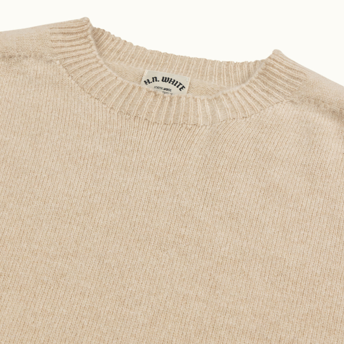 Oatmeal Geelong Two-Ply Crew Neck Jumper