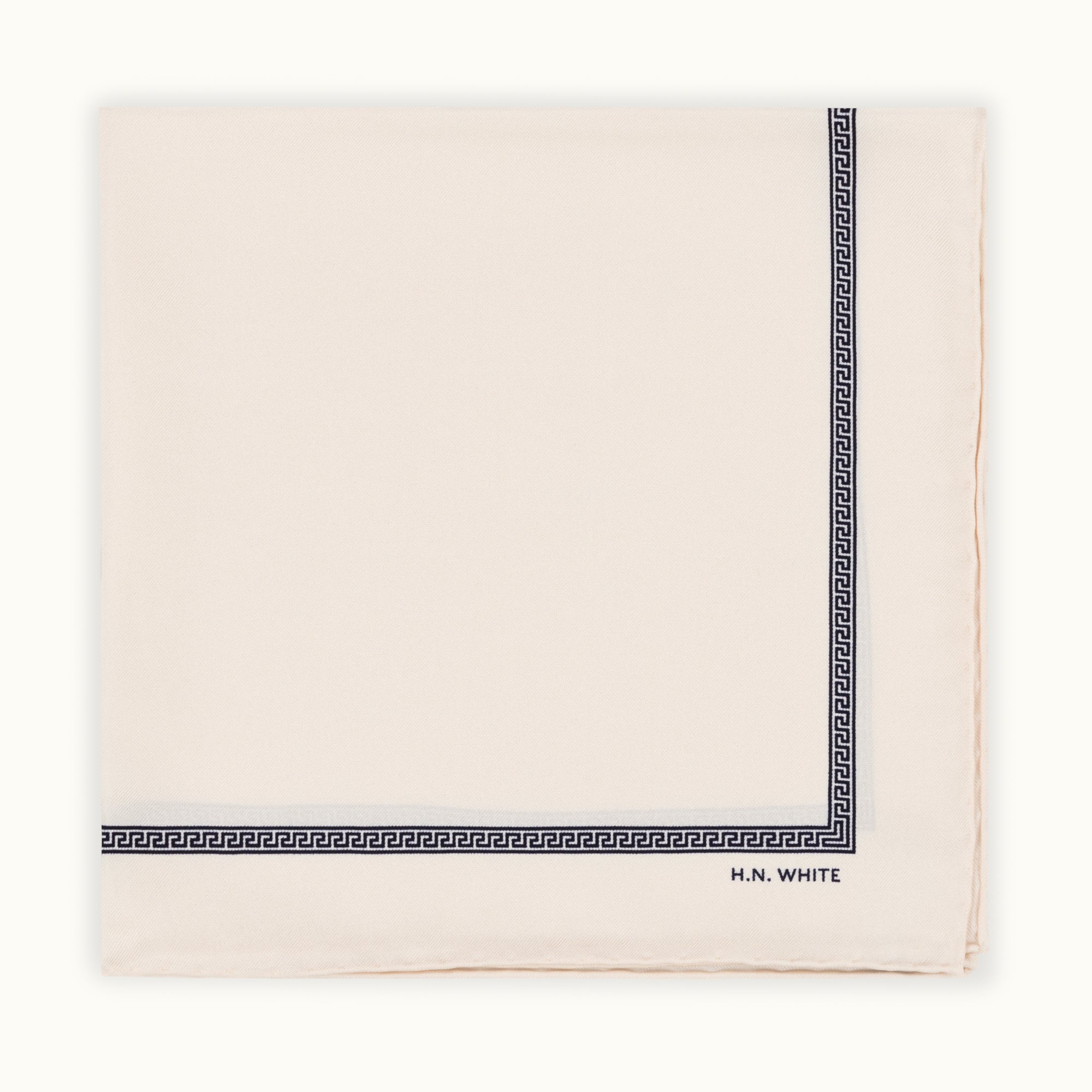 Ivory Greek Key Silk Pocket Square