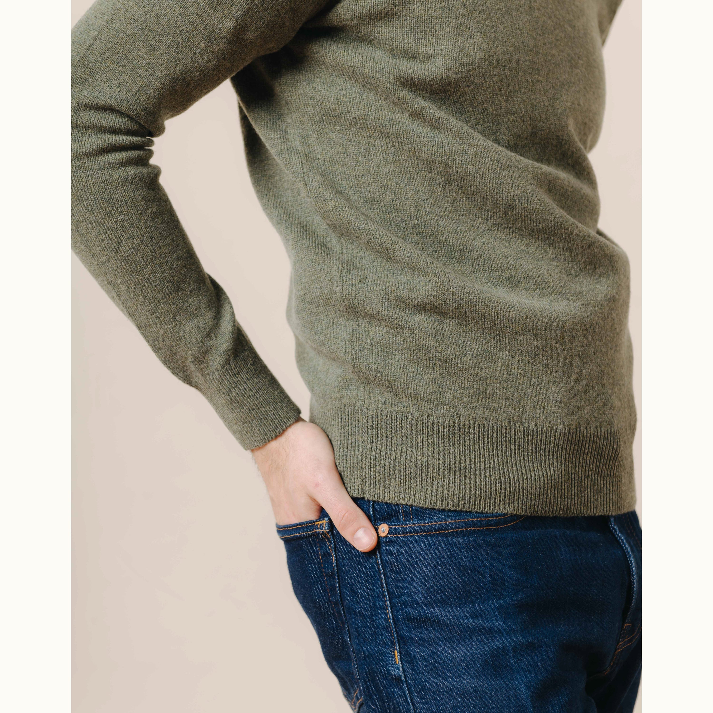 Moss Lambswool Saddle Shoulder Crew Neck