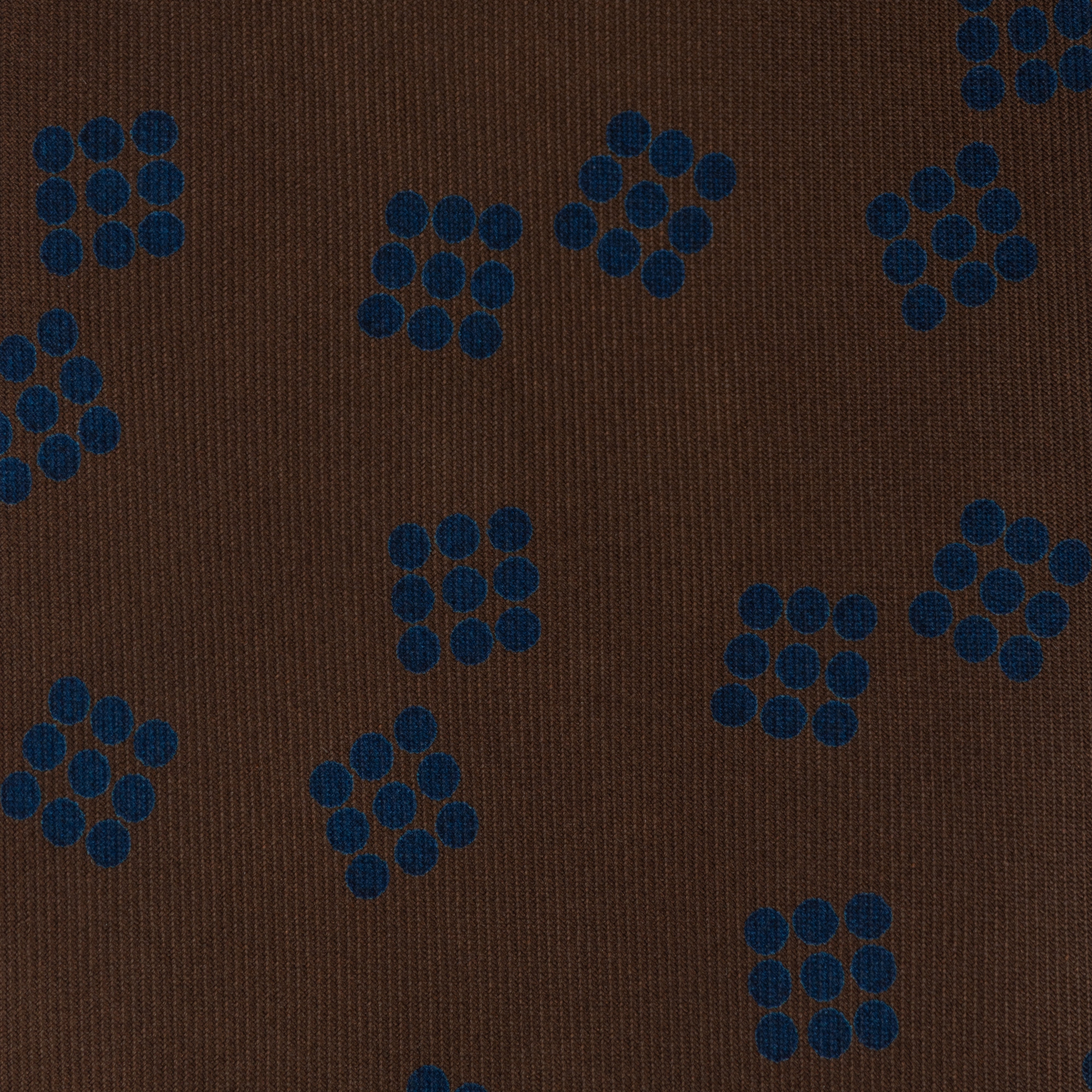 Brown & Navy Deco Spot Printed Silk Tie