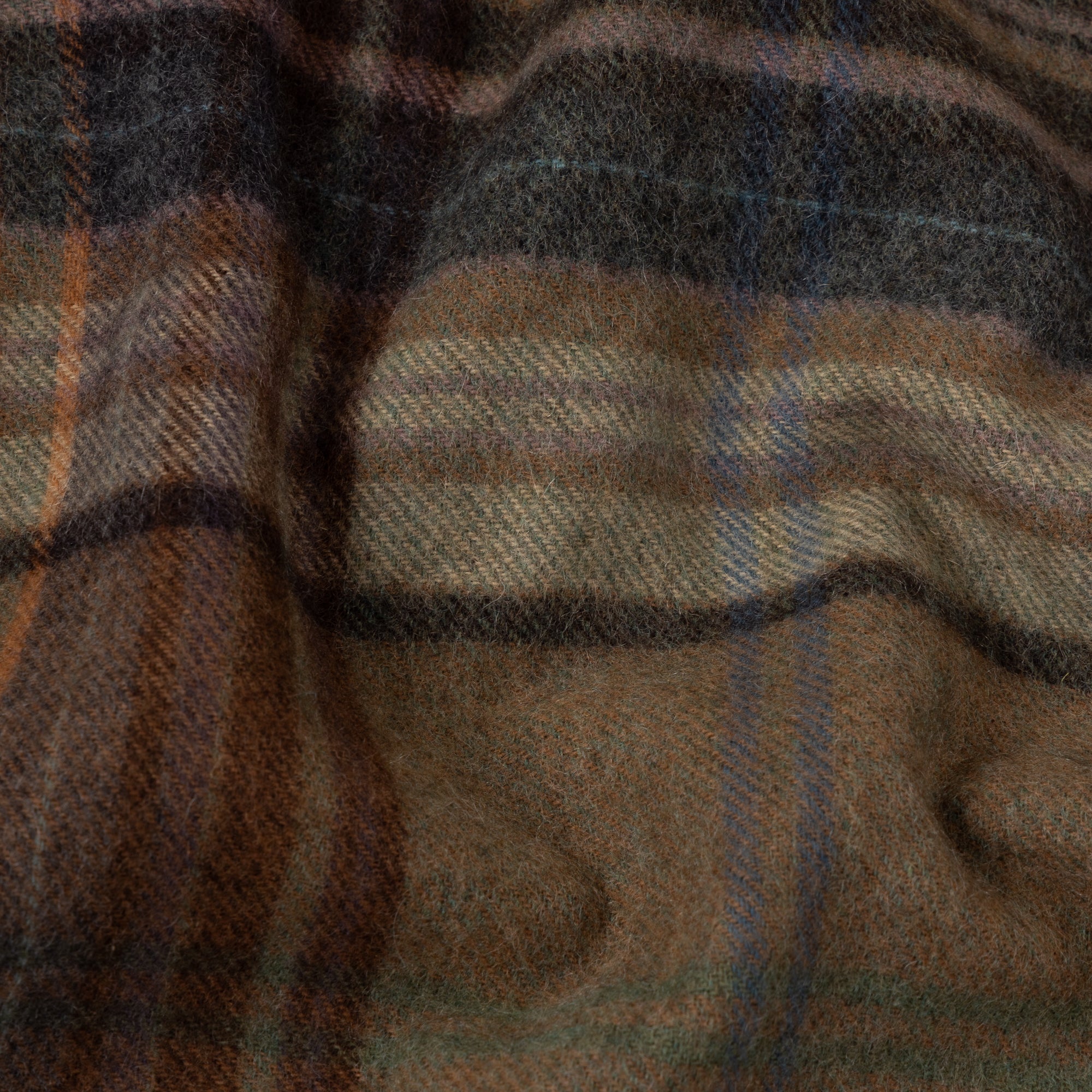 Green, Brown & Rust Check Cashmere Scarf