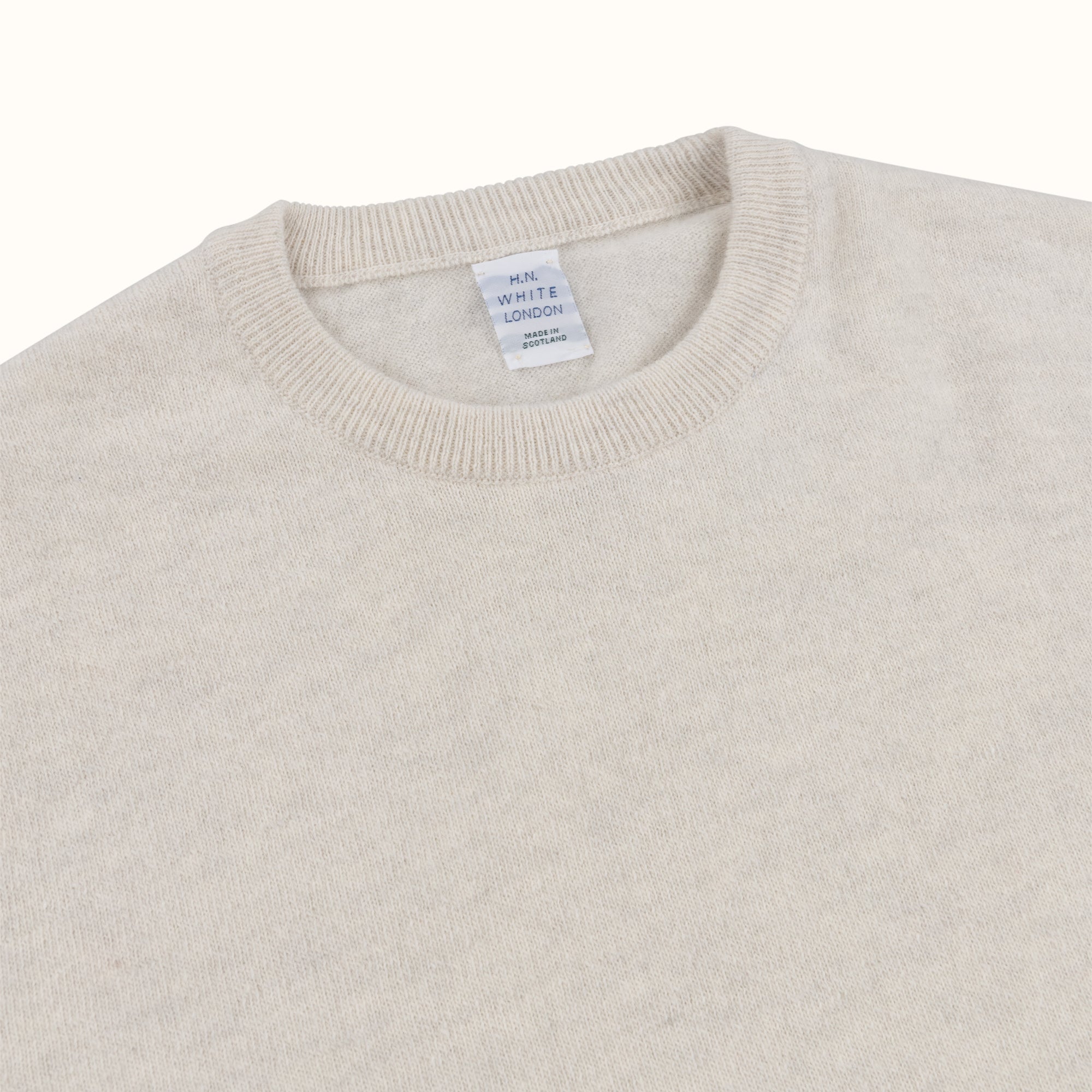 Off White Merino-Angora Crew Neck Jumper