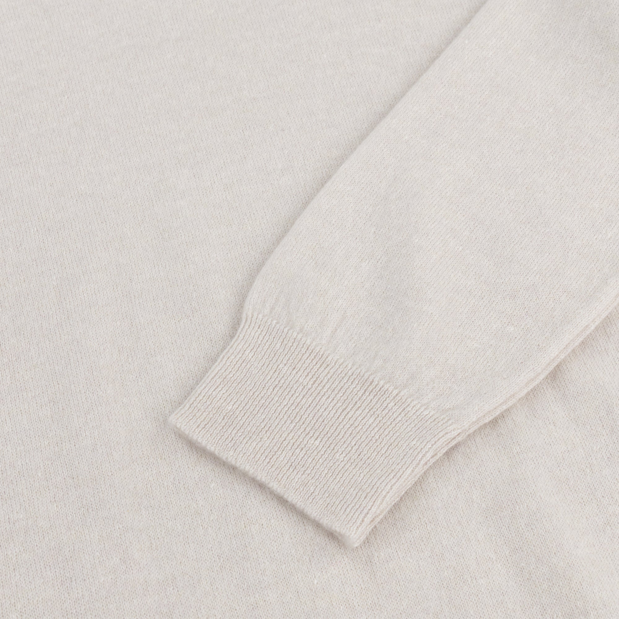 Ecru Cashmere-Linen Crew Neck Jumper