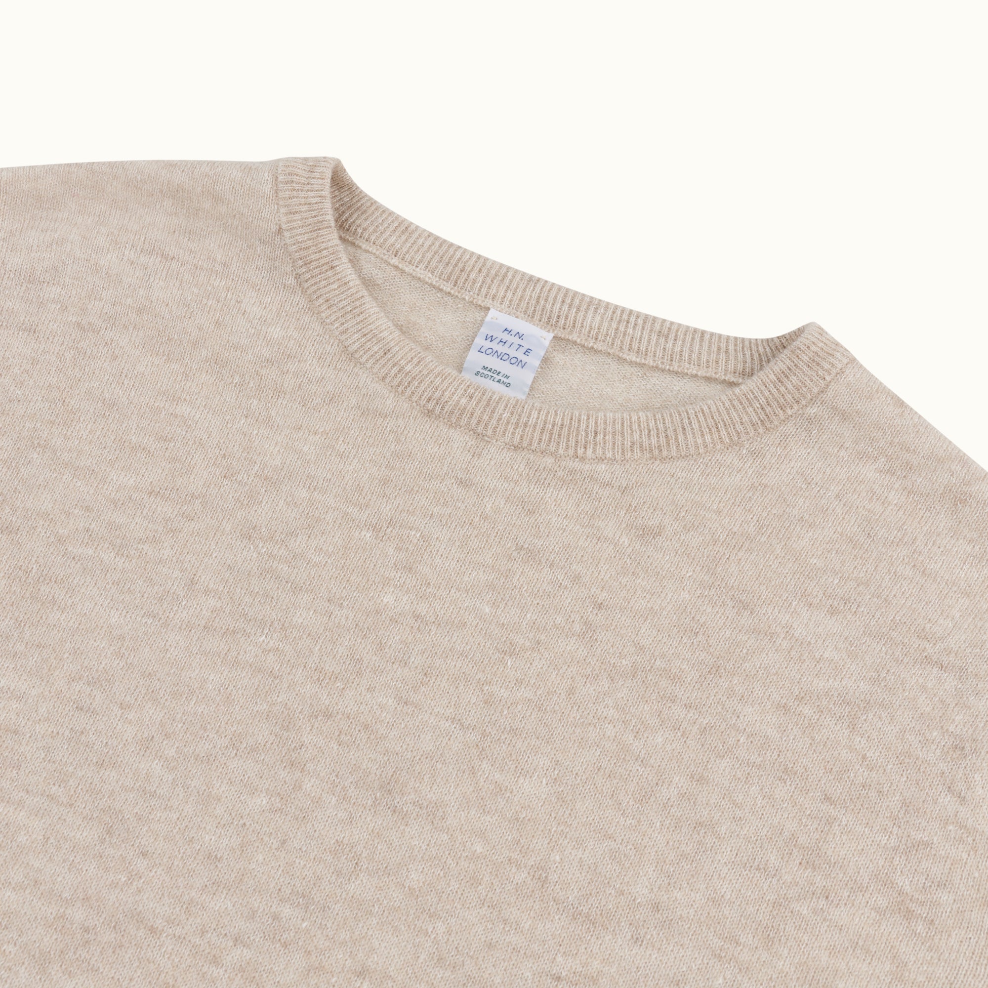 Biscuit Cashmere-Linen Crew Neck Jumper