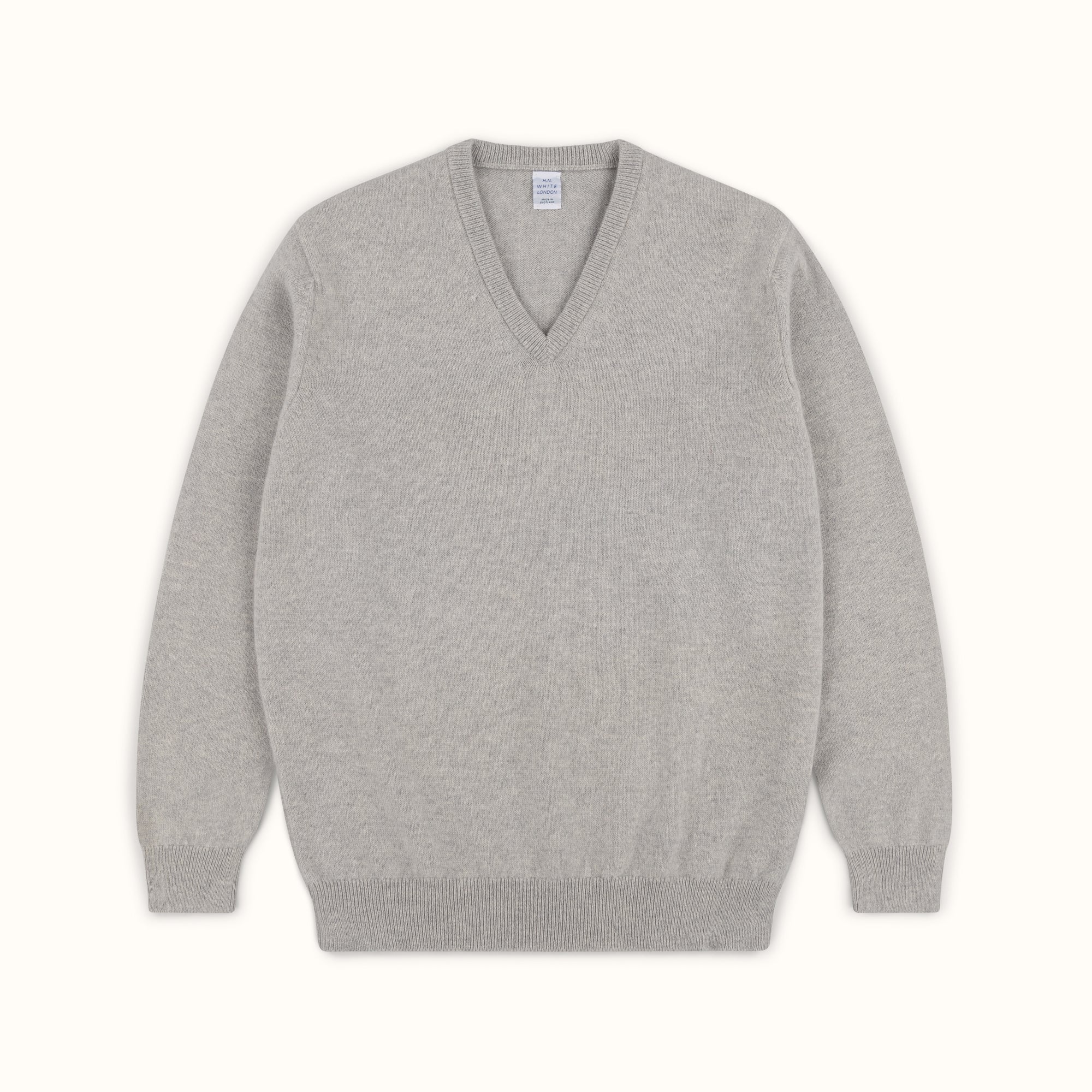 Grey Merino-Angora V-Neck Jumper