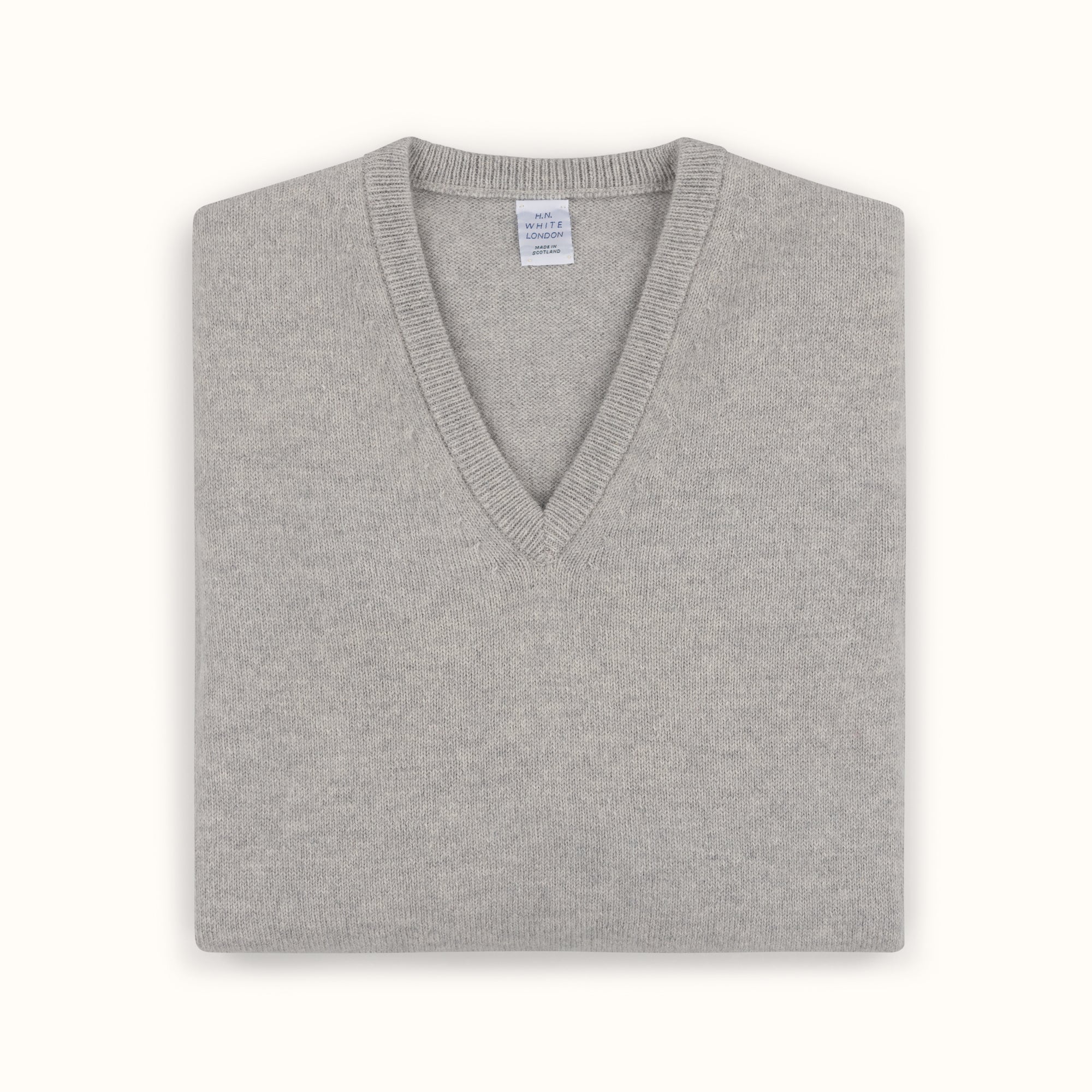 Grey Merino-Angora V-Neck Jumper