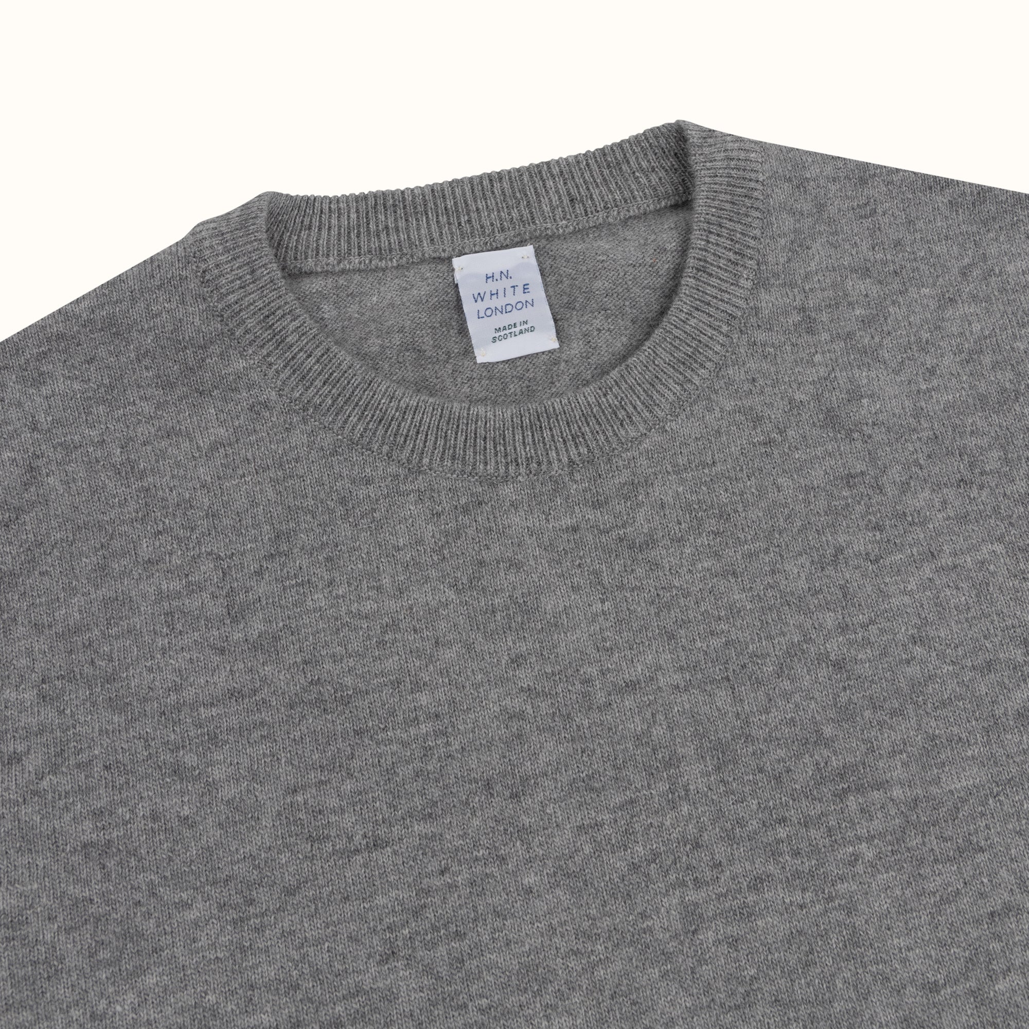 Grey Merino-Angora Crew Neck Jumper