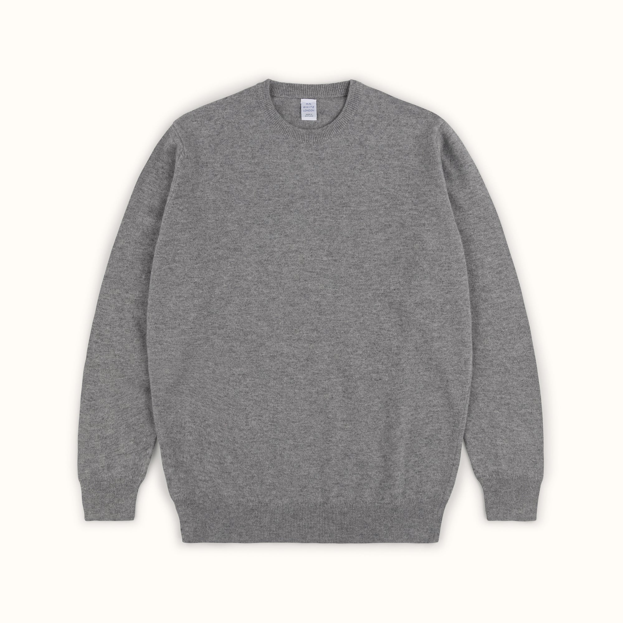 Grey Merino-Angora Crew Neck Jumper