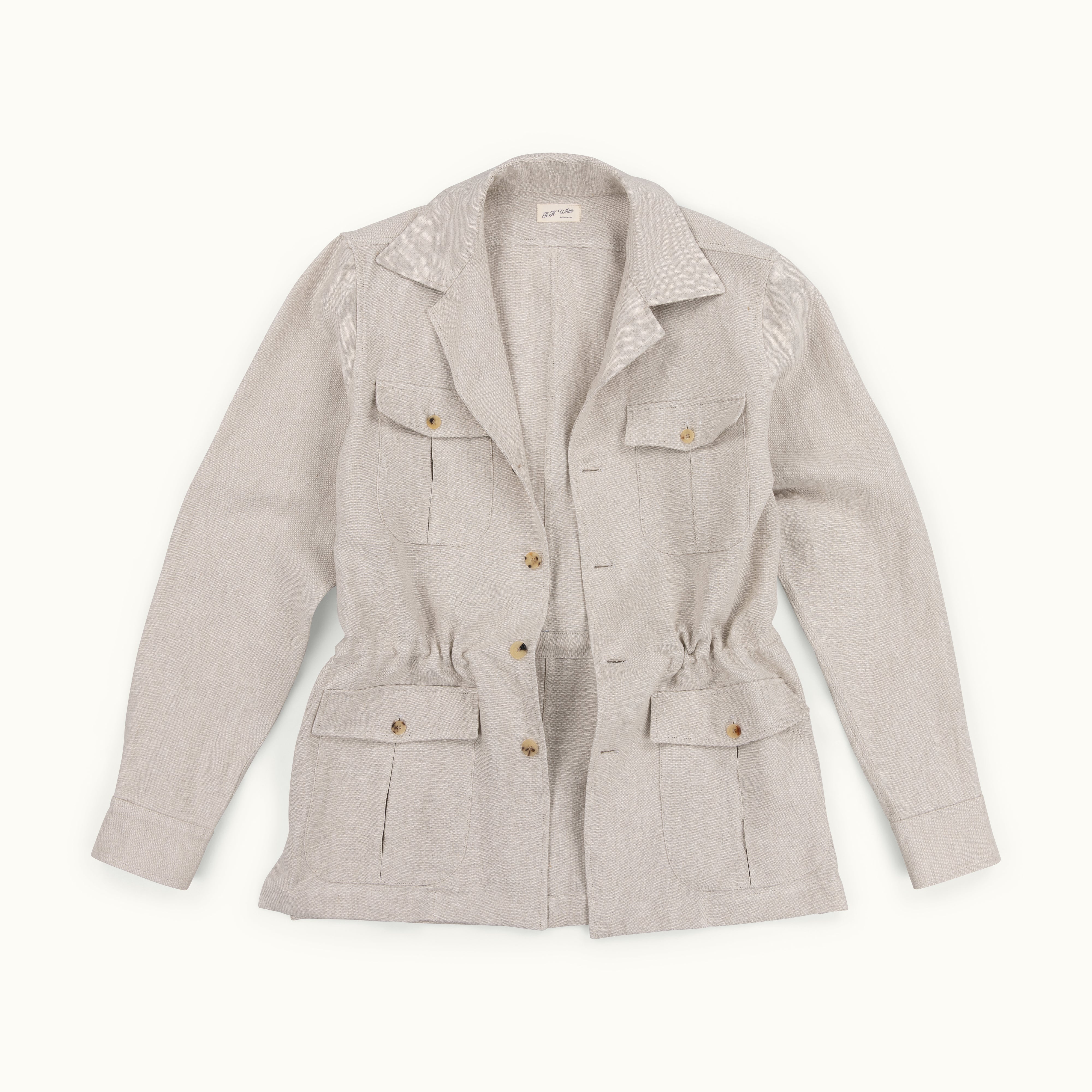 Oatmeal Washed Linen Safari Jacket