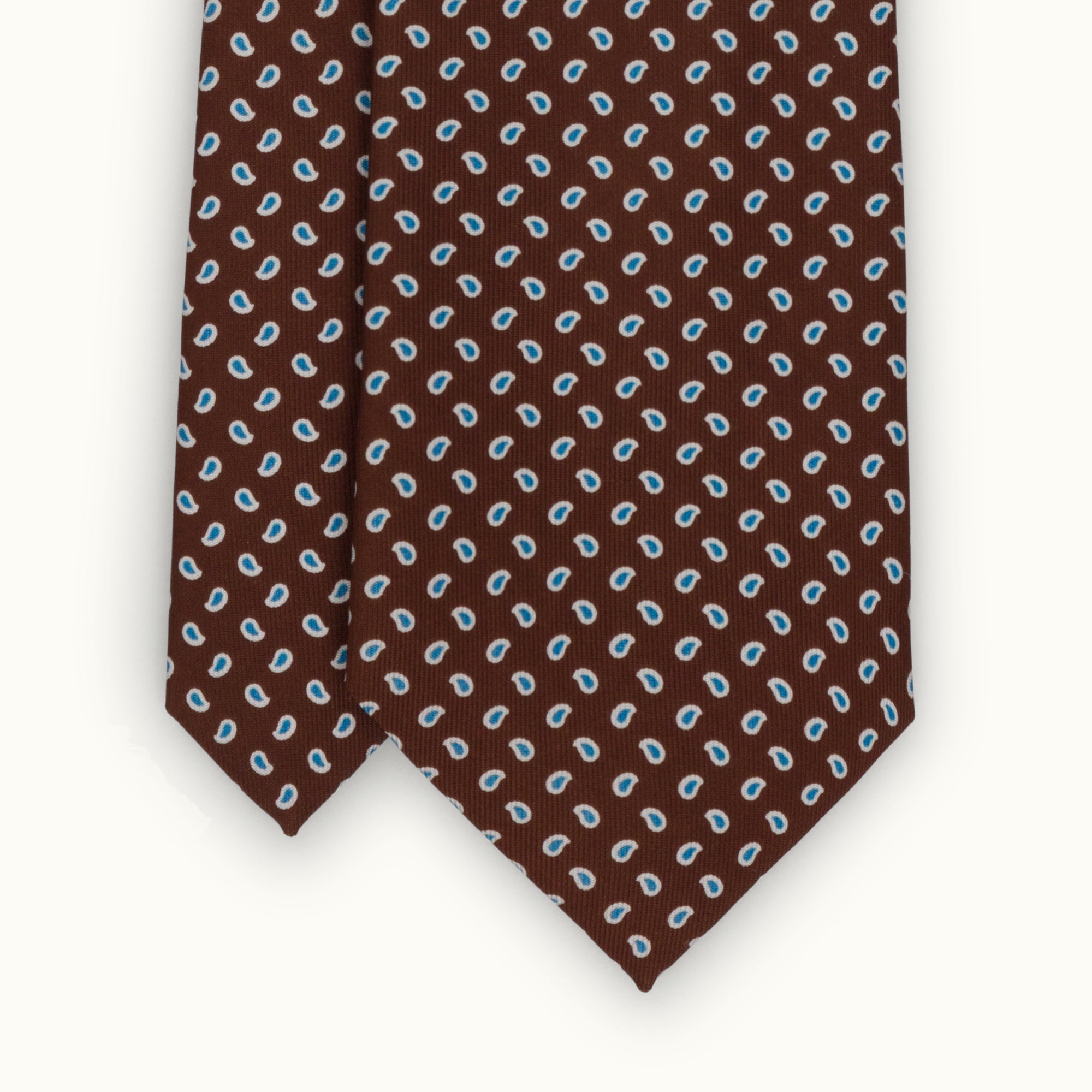Brown & Blue Paisley Silk Print Tie