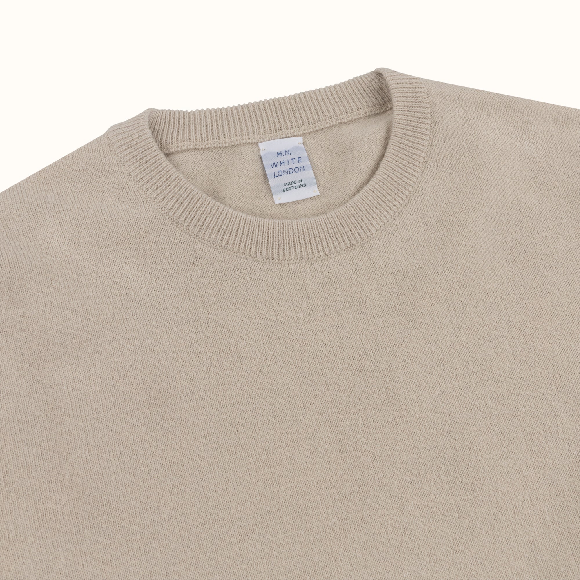 Ecru Merino-Angora Crew Neck Jumper