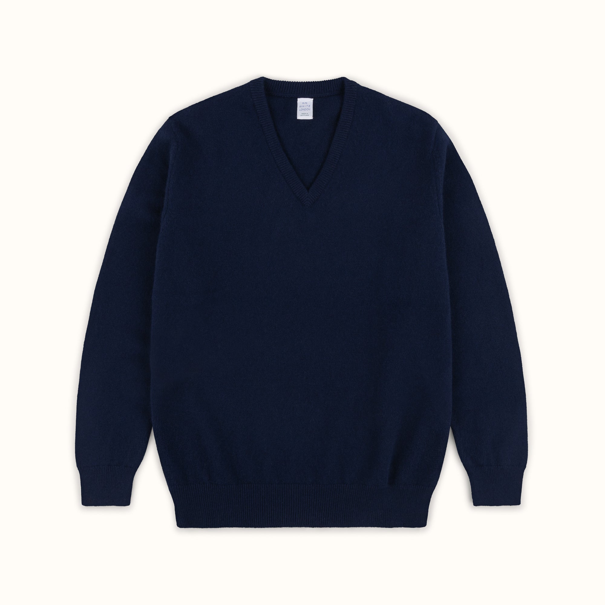 Navy Merino-Angora V-Neck Jumper