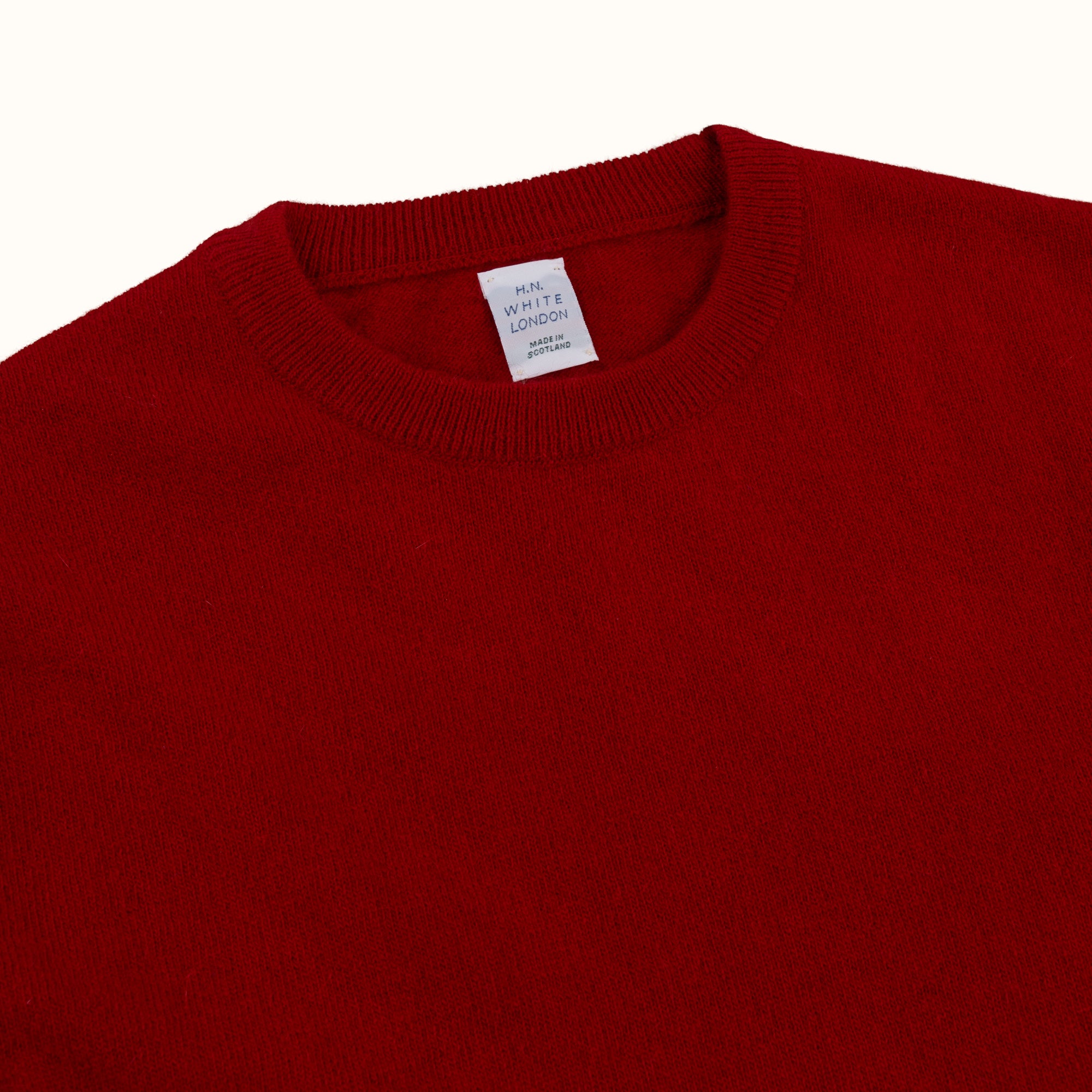 Deep Red Merino-Angora Crew Neck Jumper