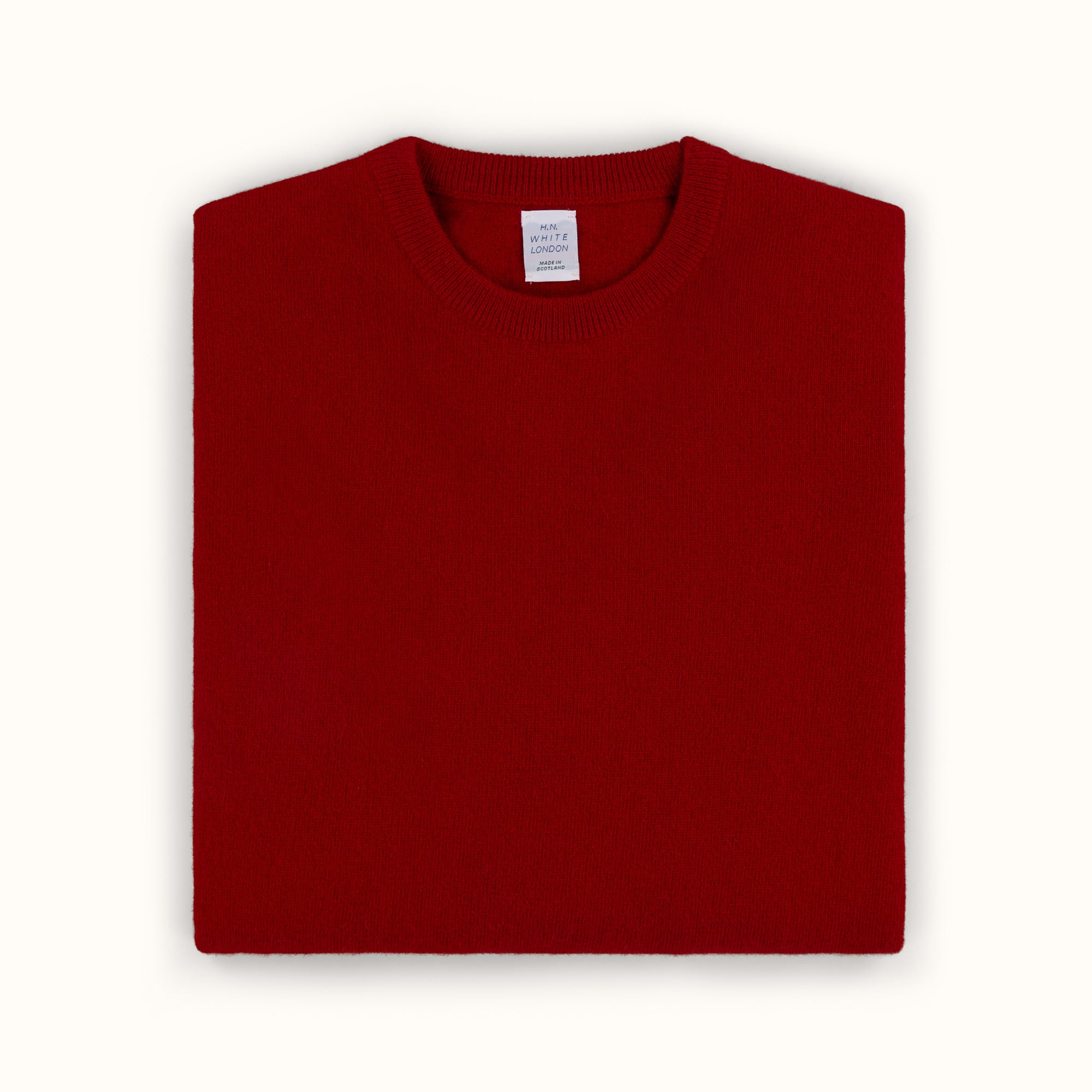 Deep Red Merino-Angora Crew Neck Jumper