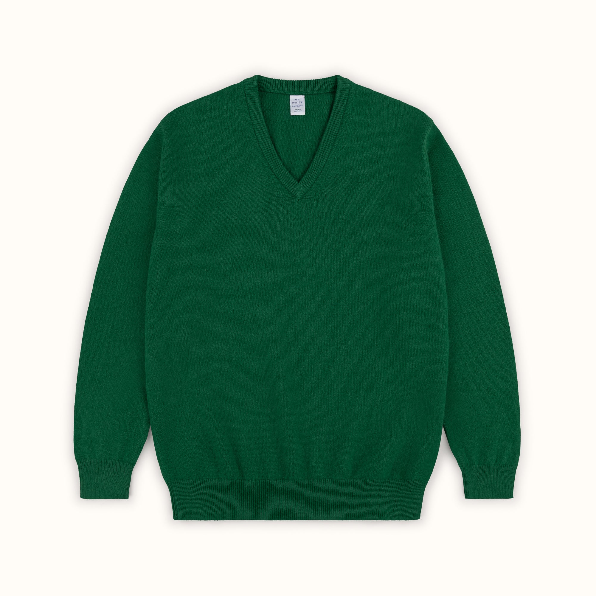 Kelly Green Merino Angora V Neck Jumper