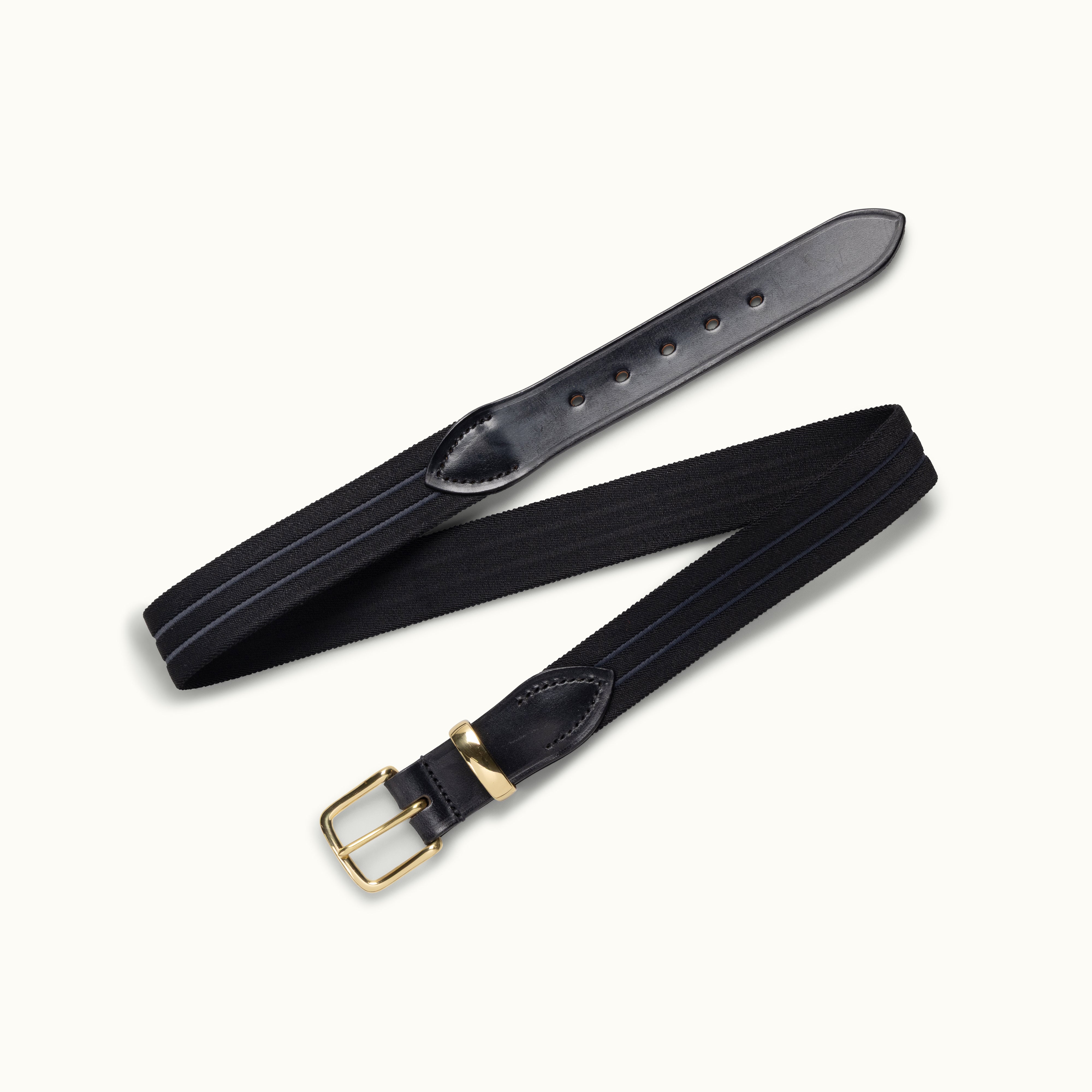 Black Striped Webbing Belt