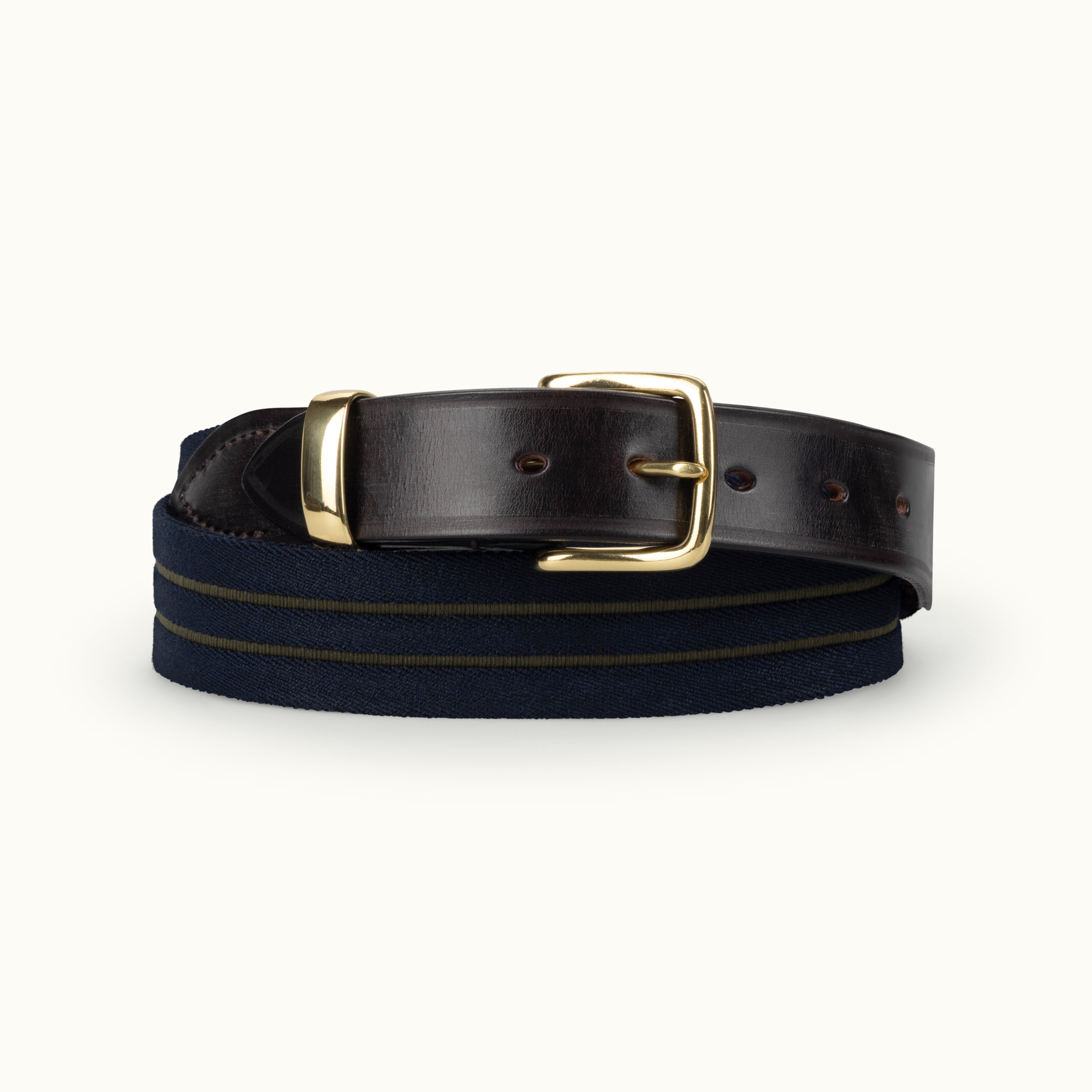 Navy Blue Striped Webbing Belt