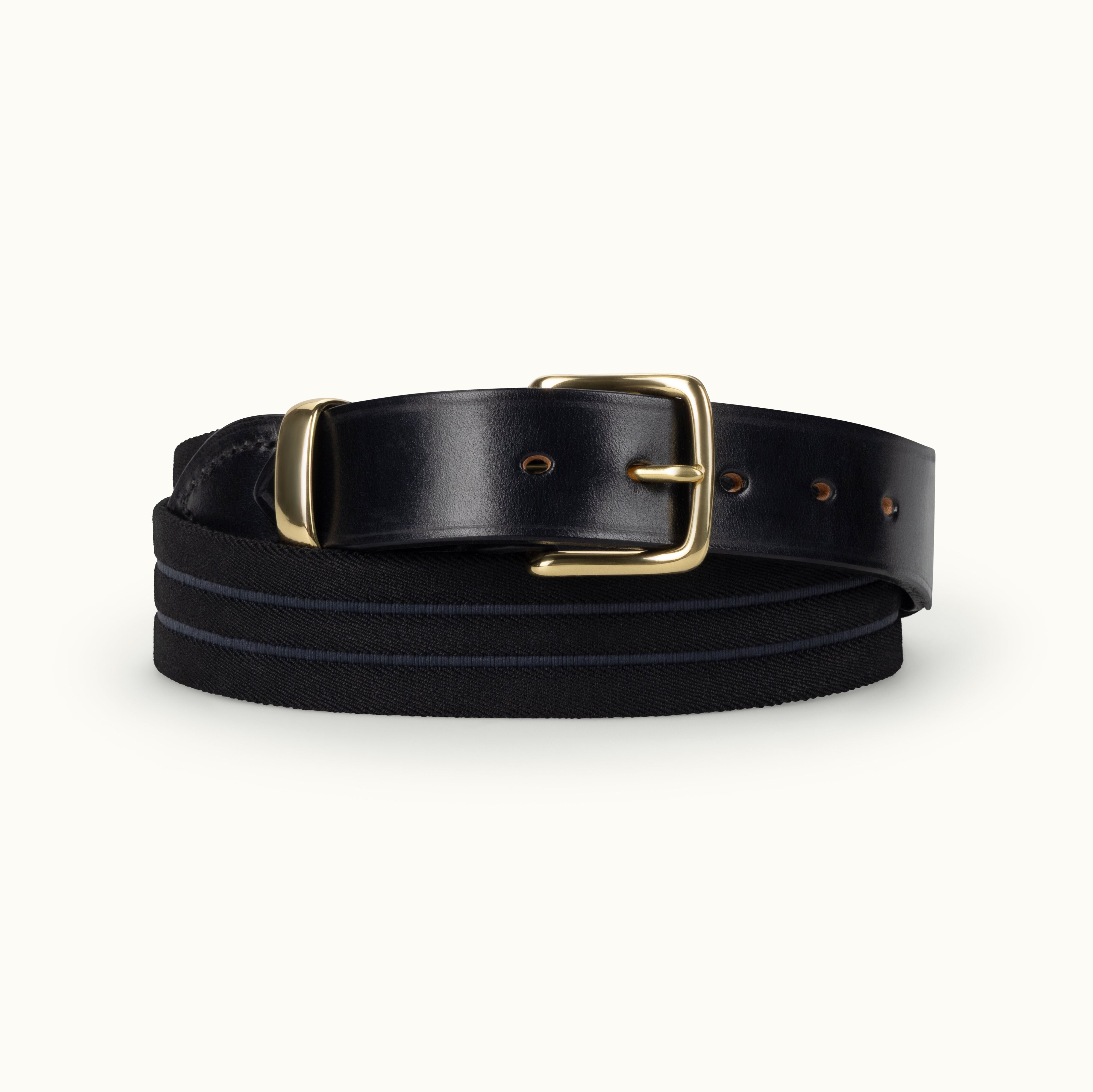 Black Striped Webbing Belt