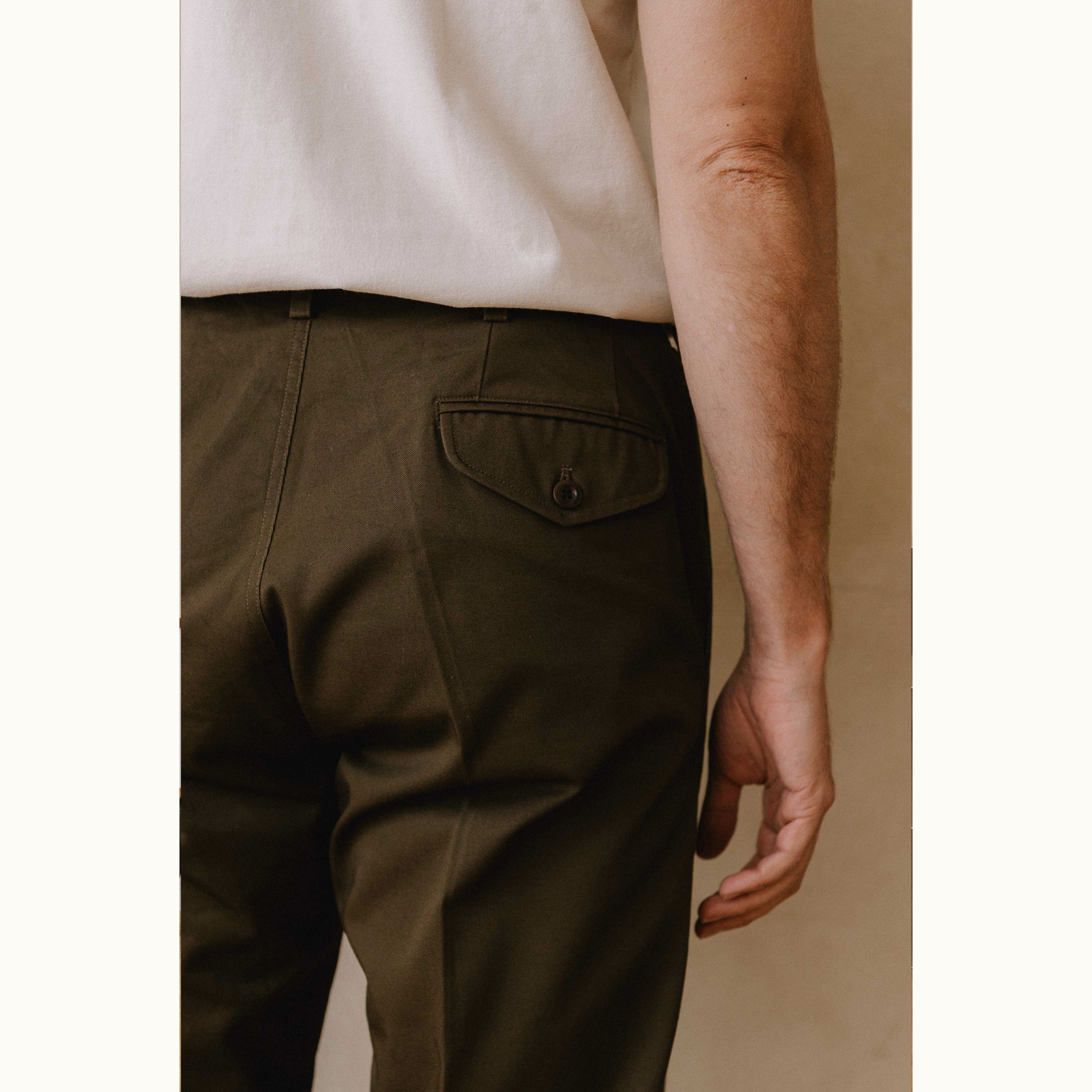 Brown Japanese Cotton Officers Chino