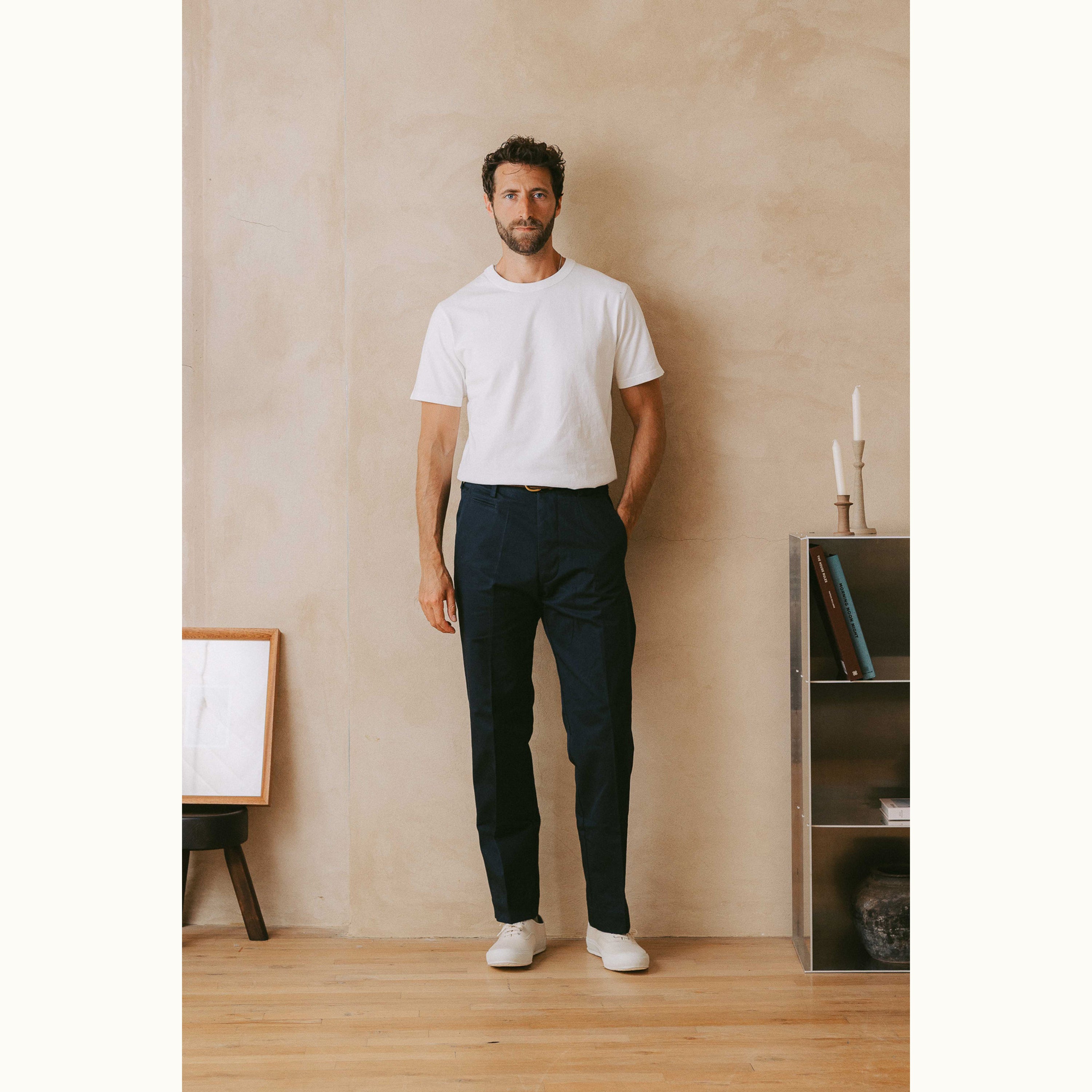 Navy Blue Japanese Cotton Officers Chino