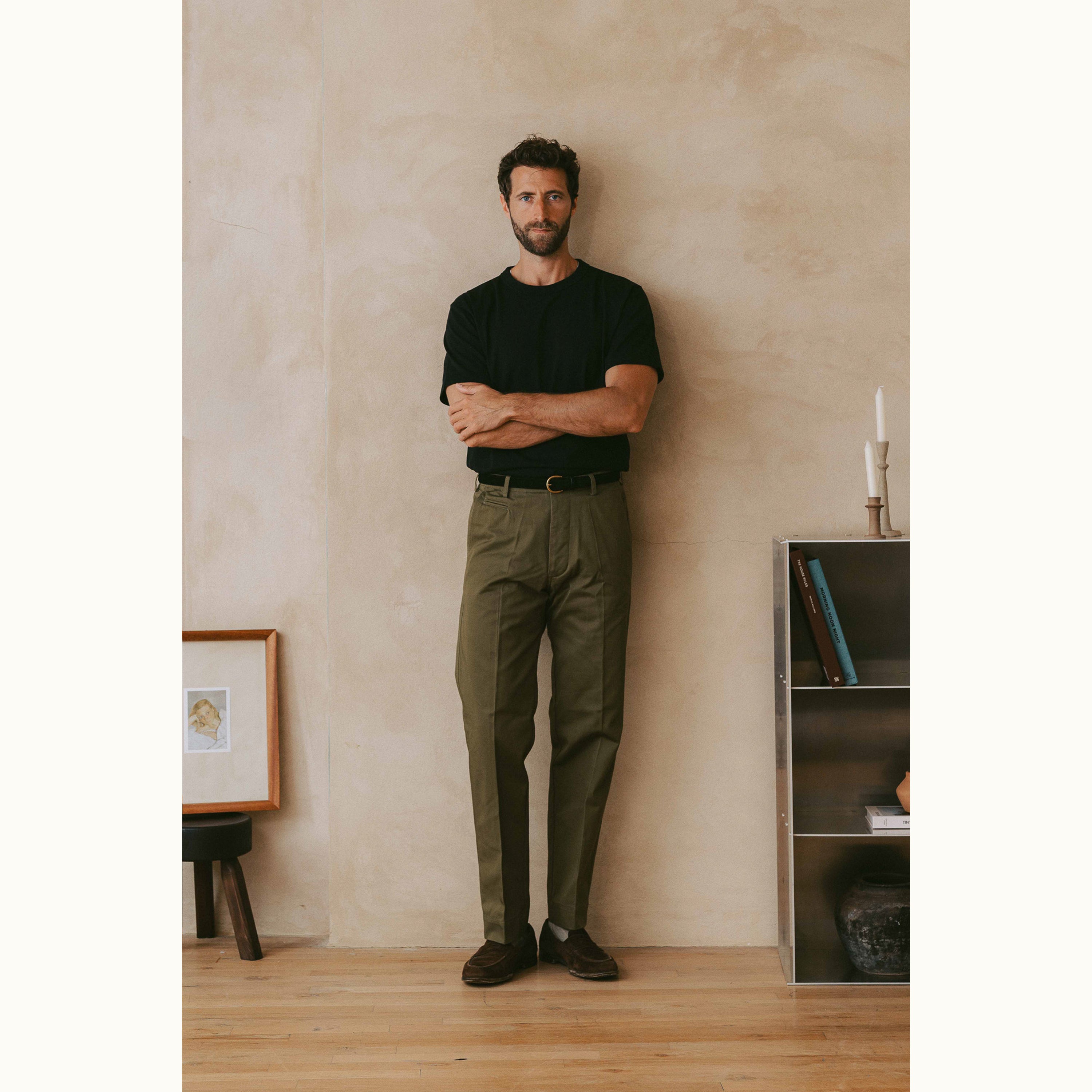 Olive Japanese Cotton Officers Chino