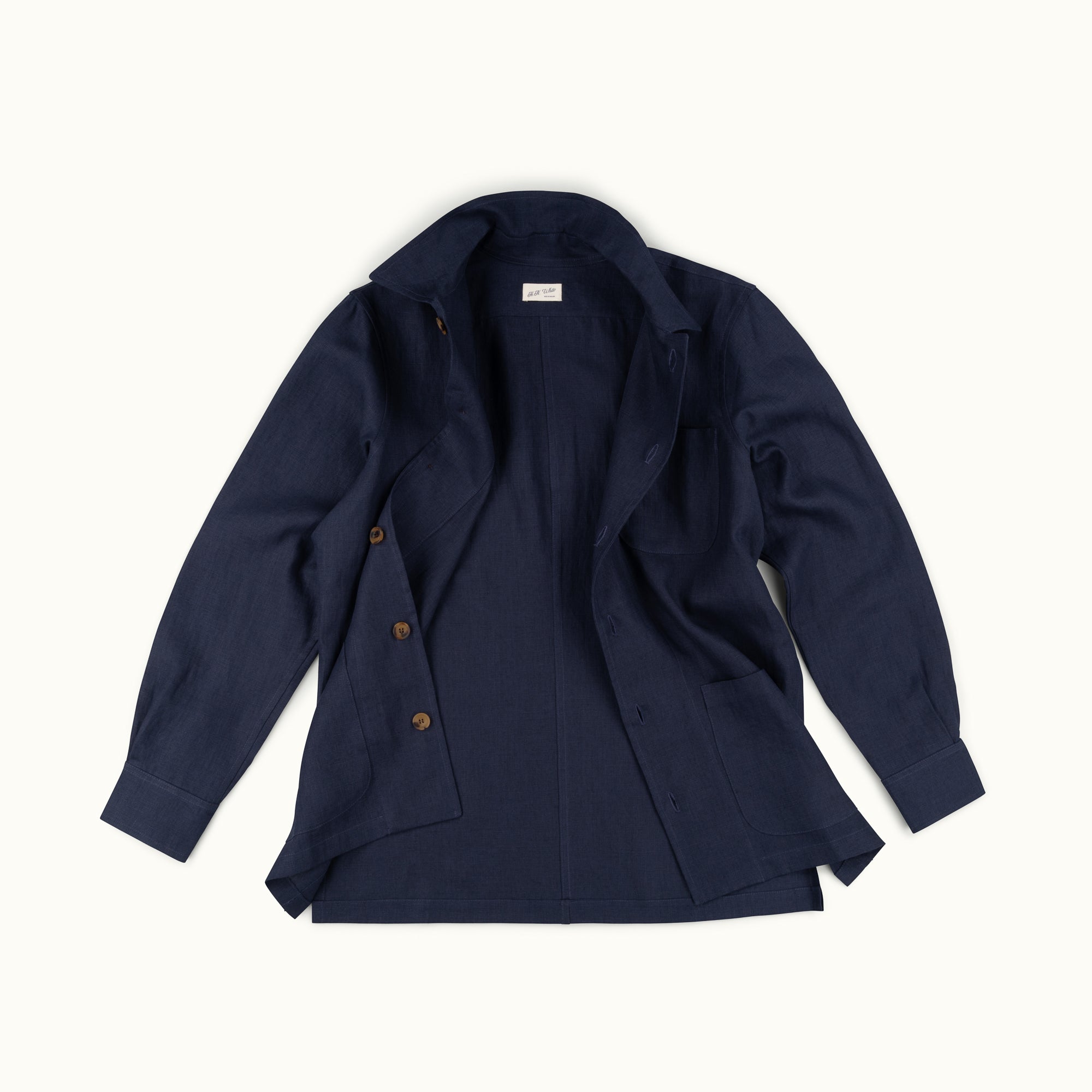 Navy Blue Washed Linen Chore Jacket