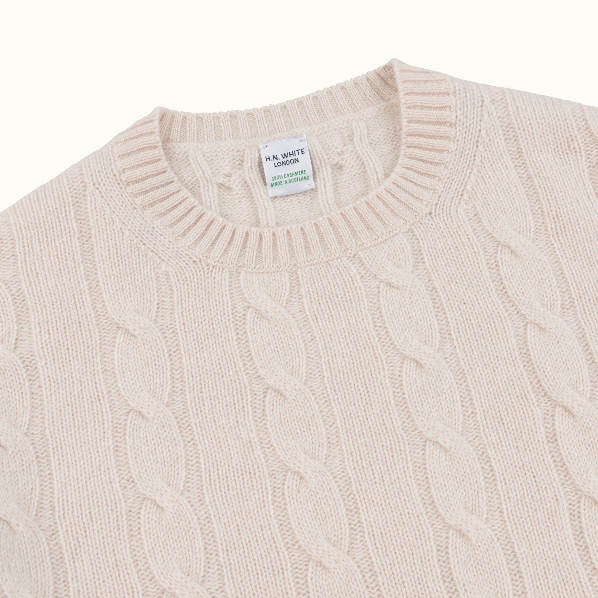 Ecru Cable Knit Cashmere Jumper