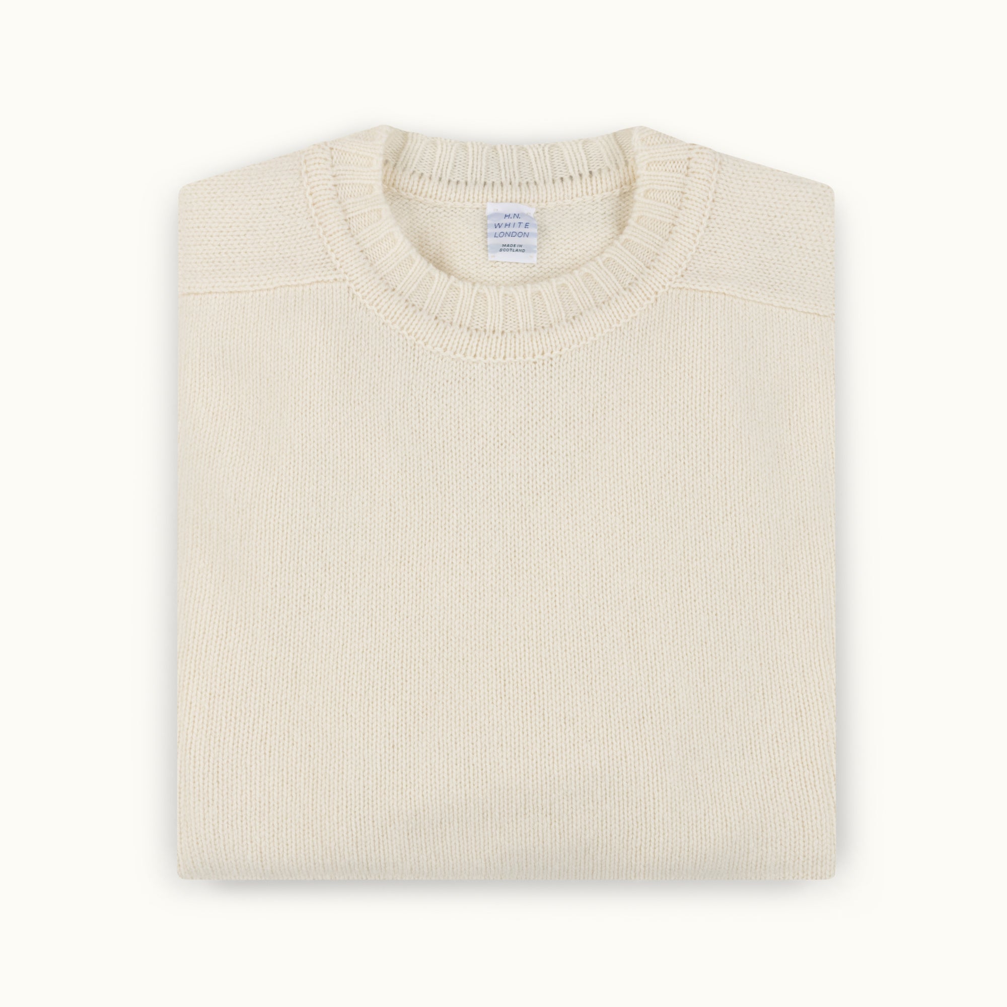 Ecru Vintage 3-Ply Saddle Shoulder Crew Neck