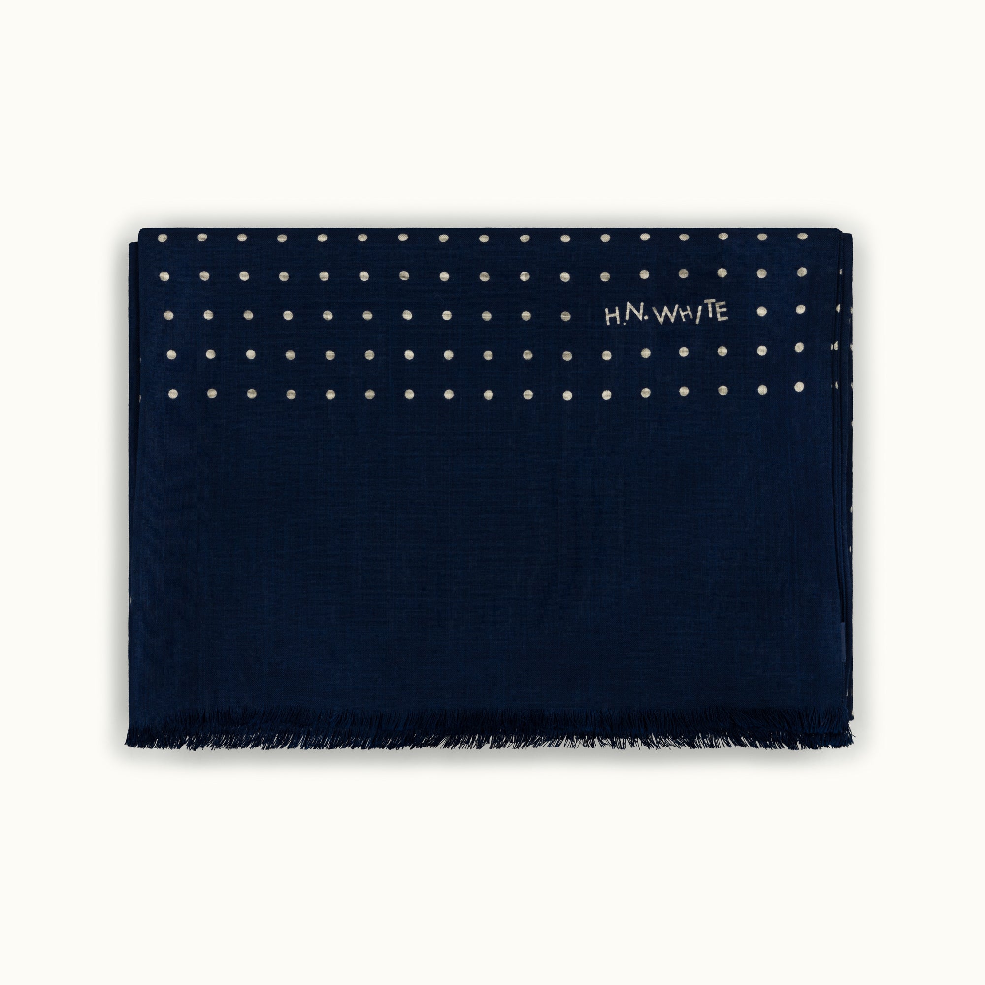 Navy Blue Spotted Print Scarf