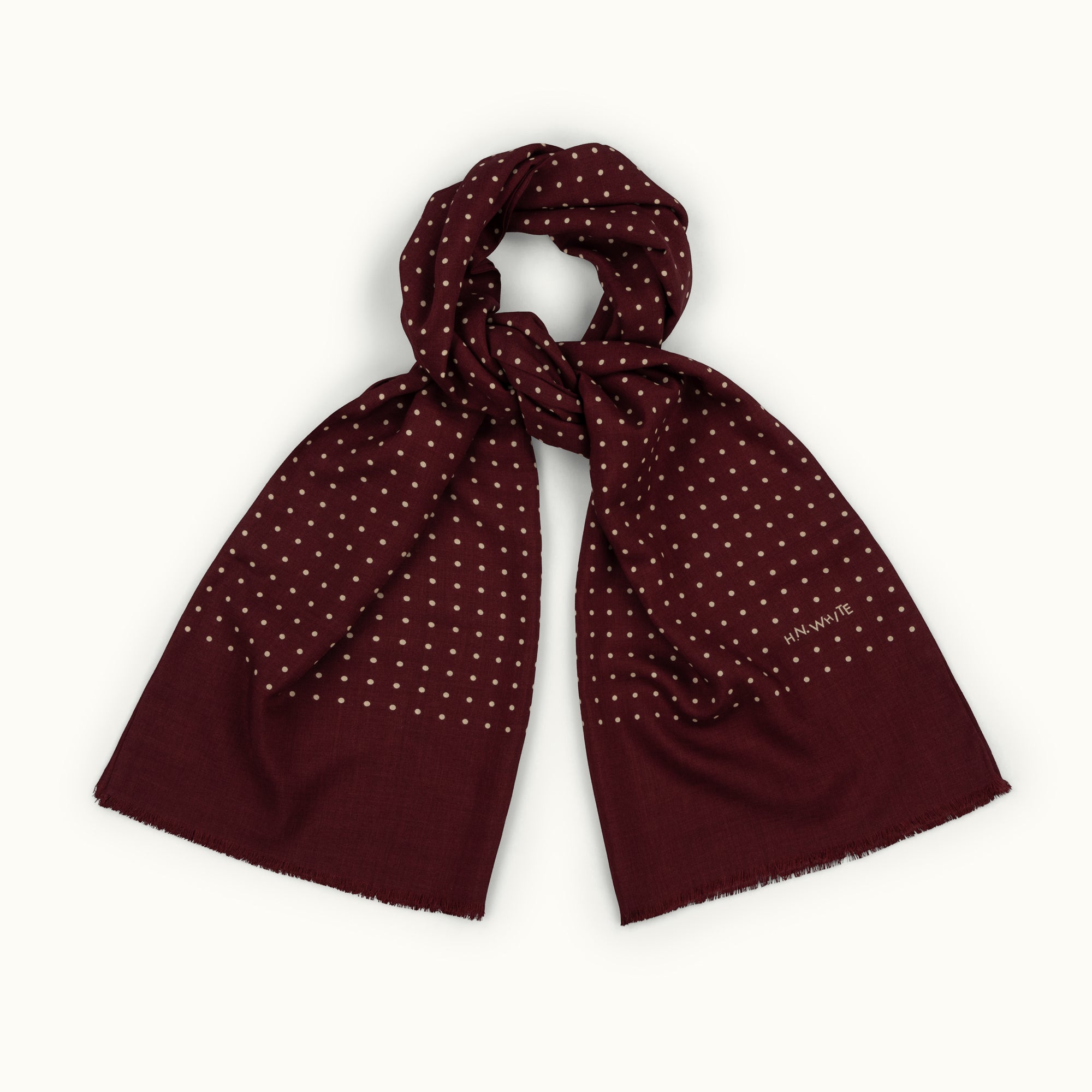 Burgundy Spotted Print Scarf