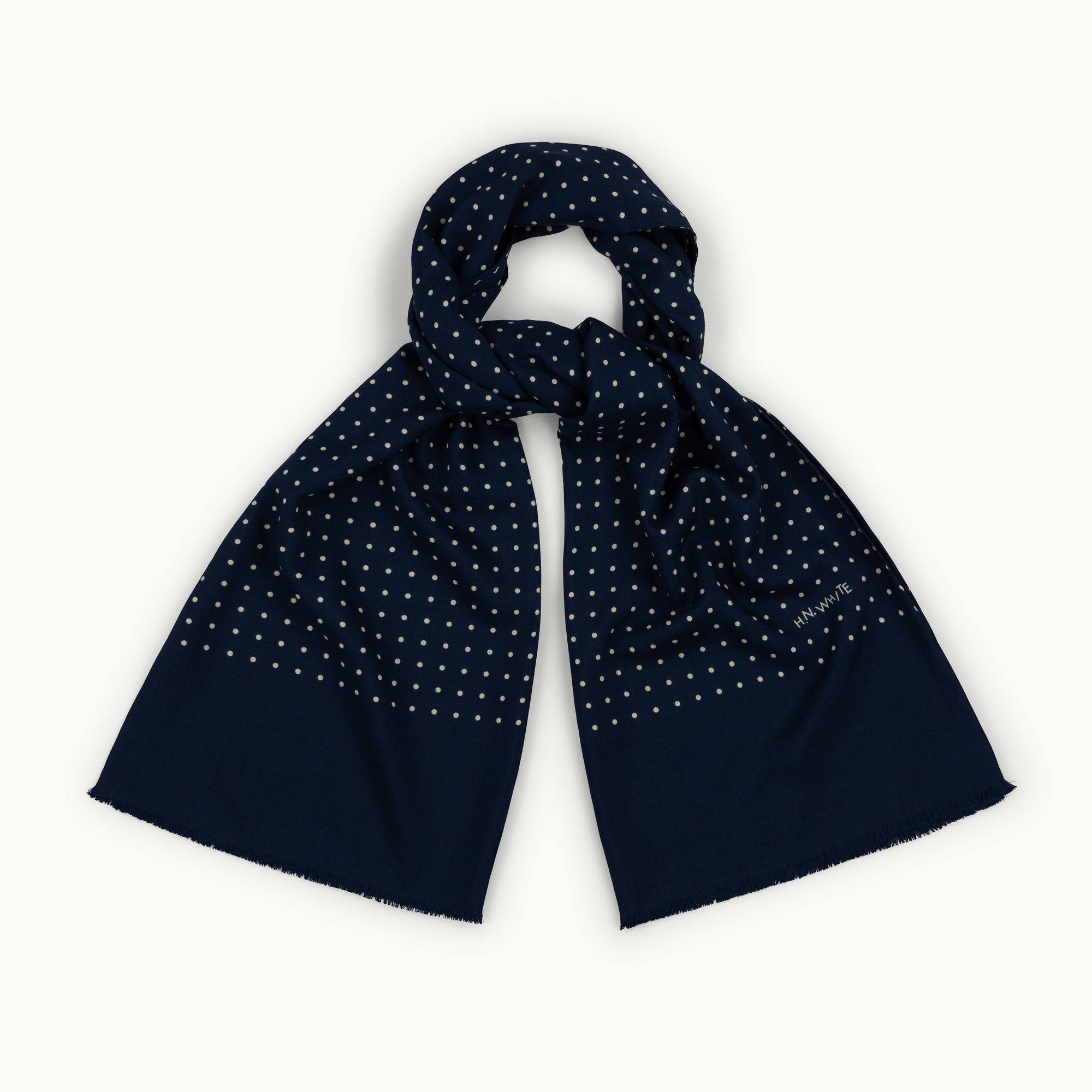Navy Blue Spotted Print Scarf