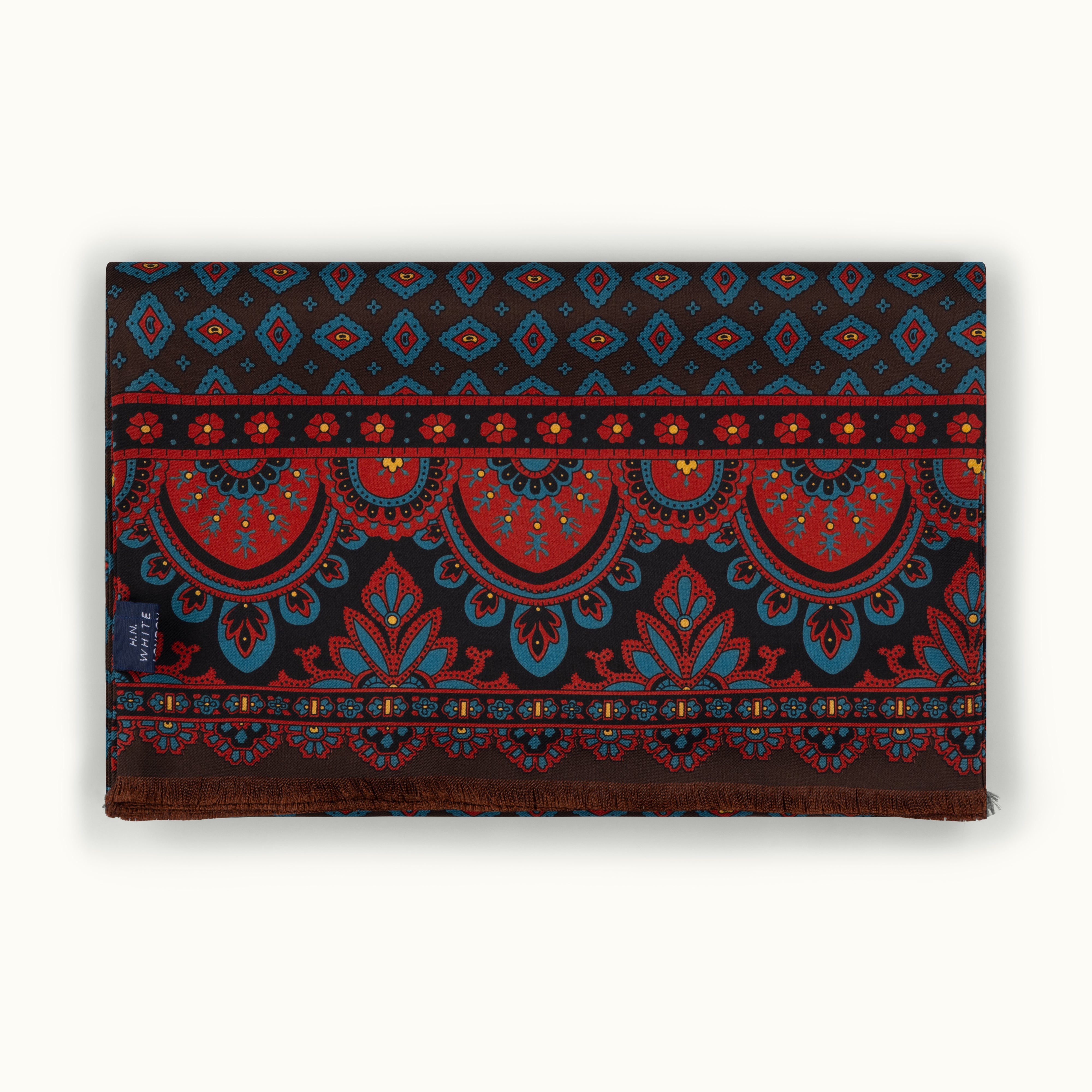 Brown Madder Archival Print Silk Scarf