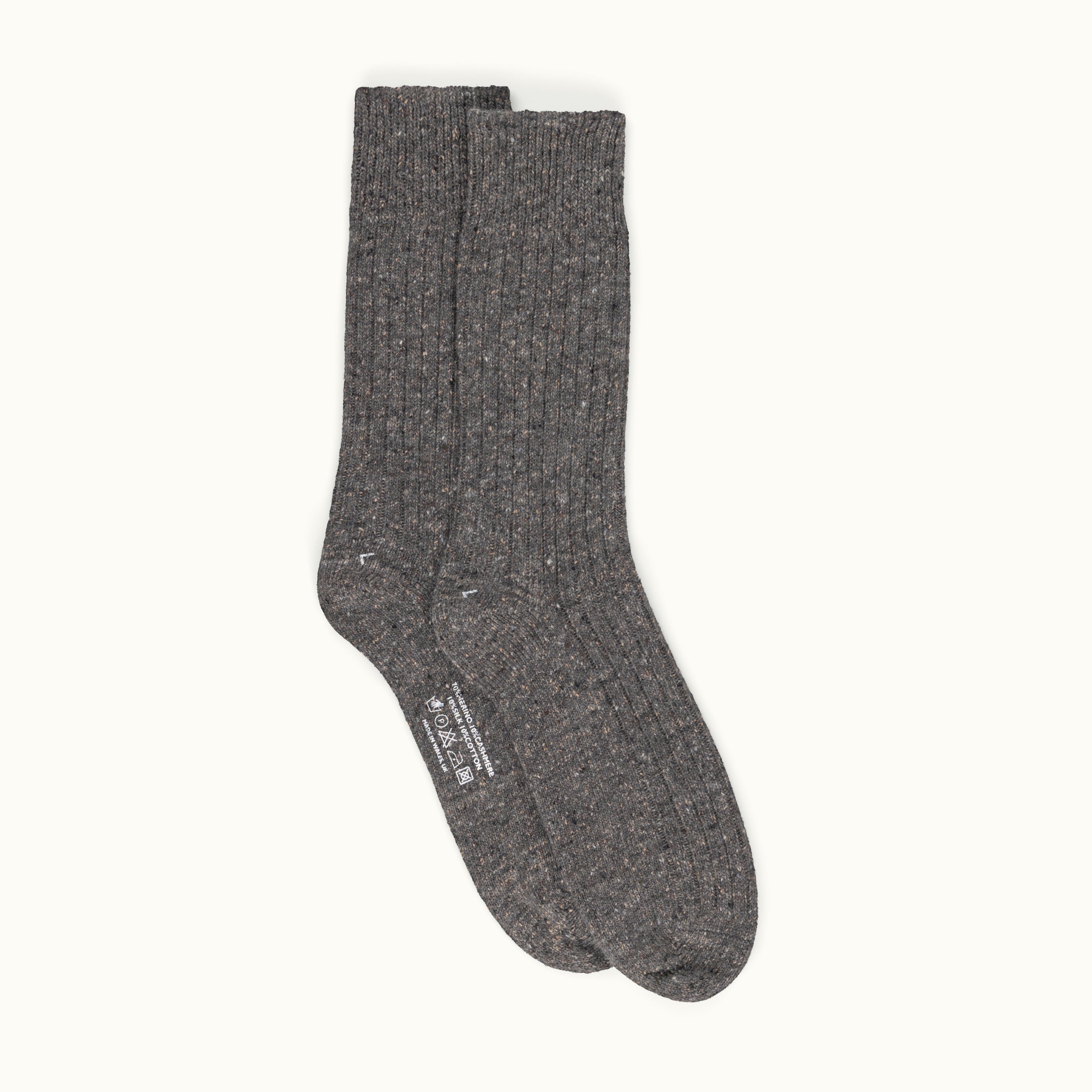 Dark Grey Donegal Wool Sock