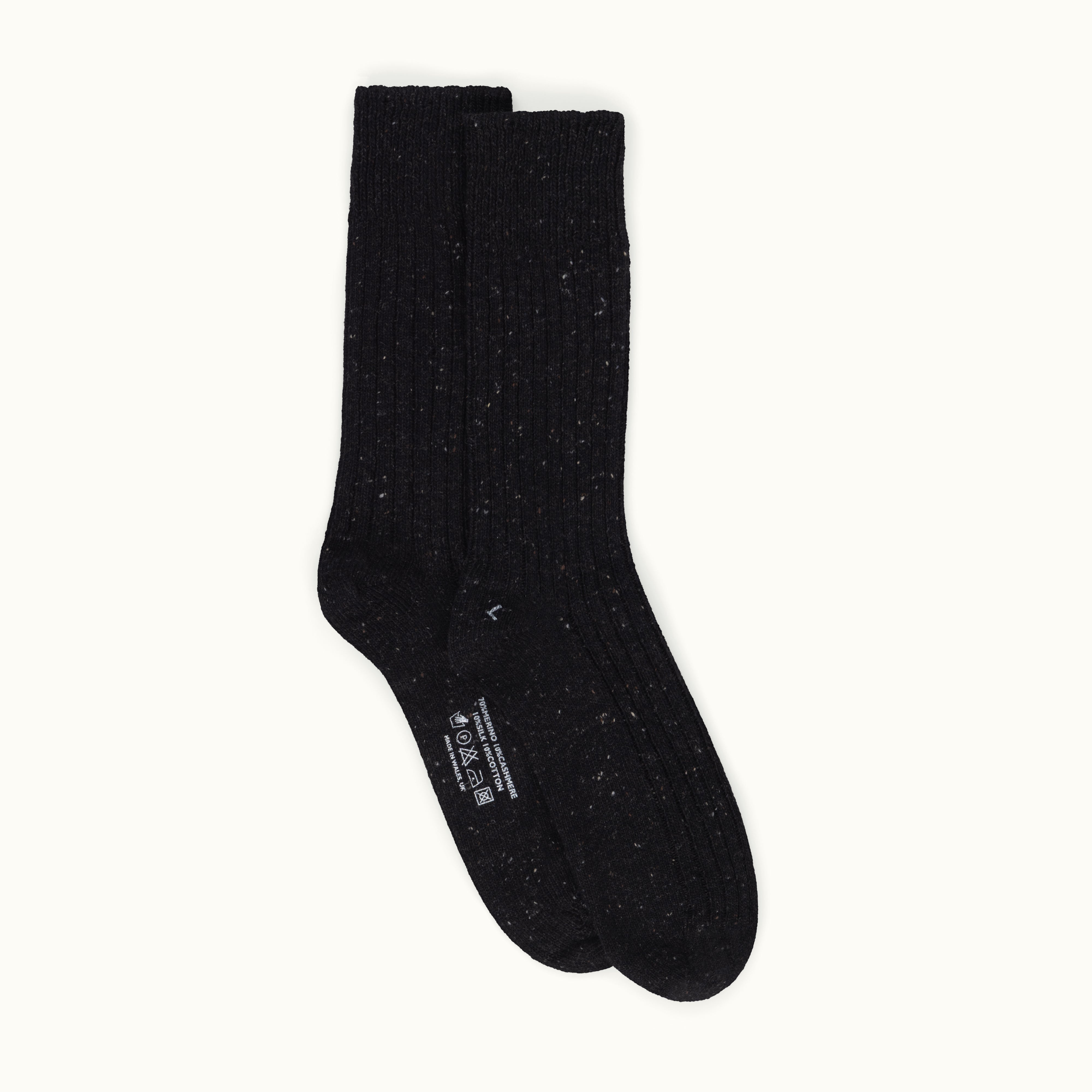 Black Donegal Wool Sock