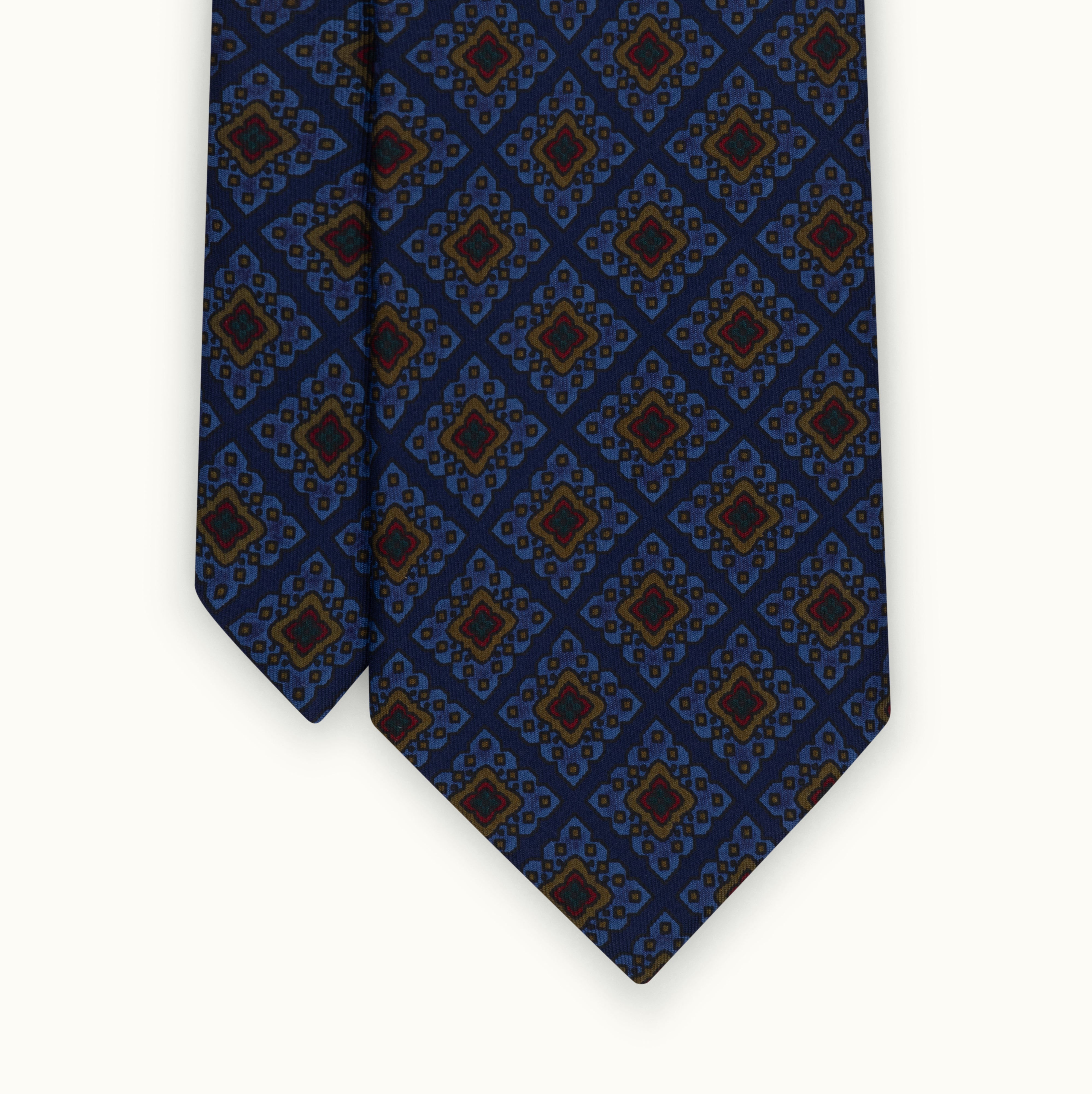 Navy Blue Diamond Madder Silk Tie