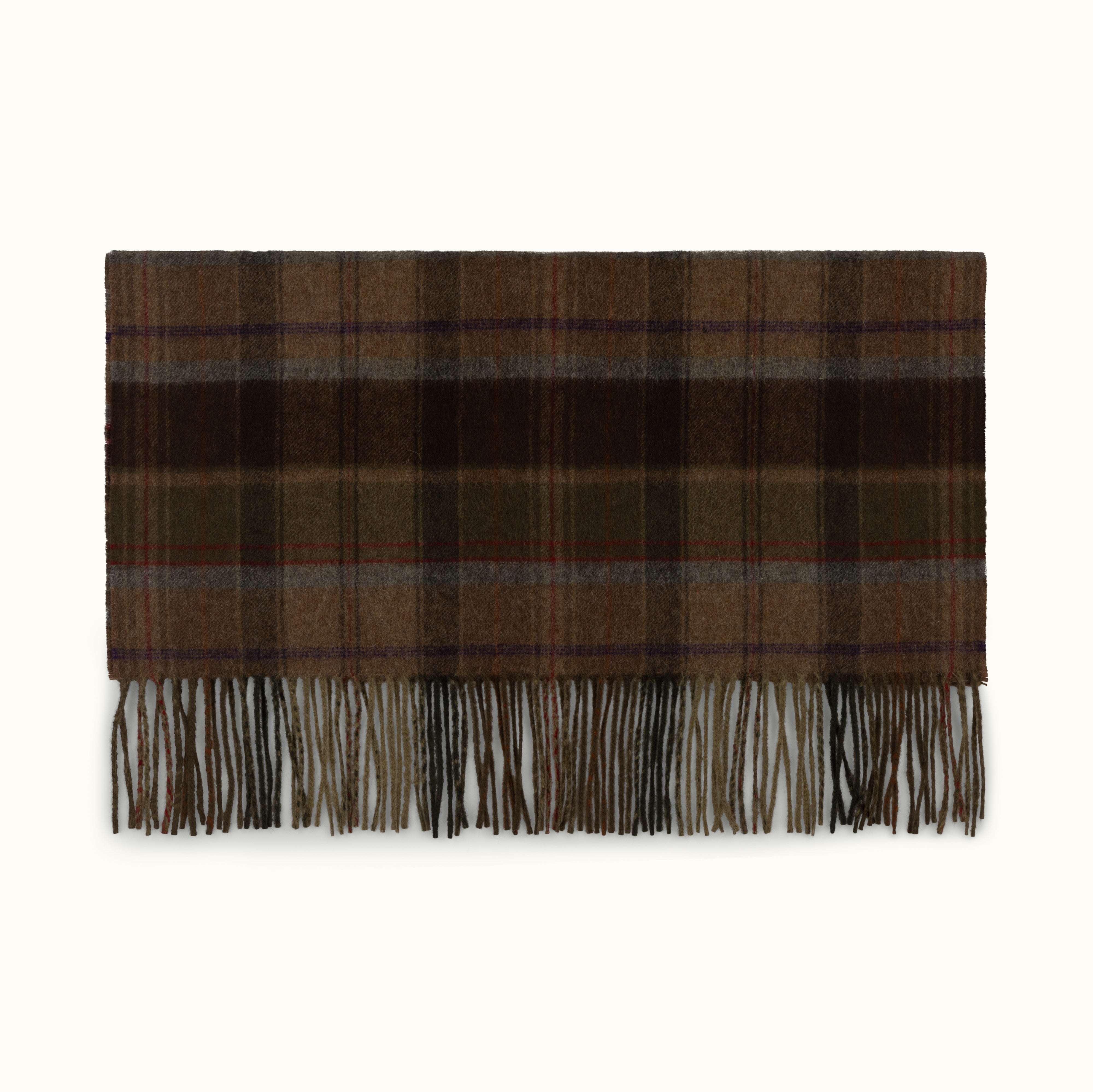 Dark Brown, Green & Tan Cashmere Scarf