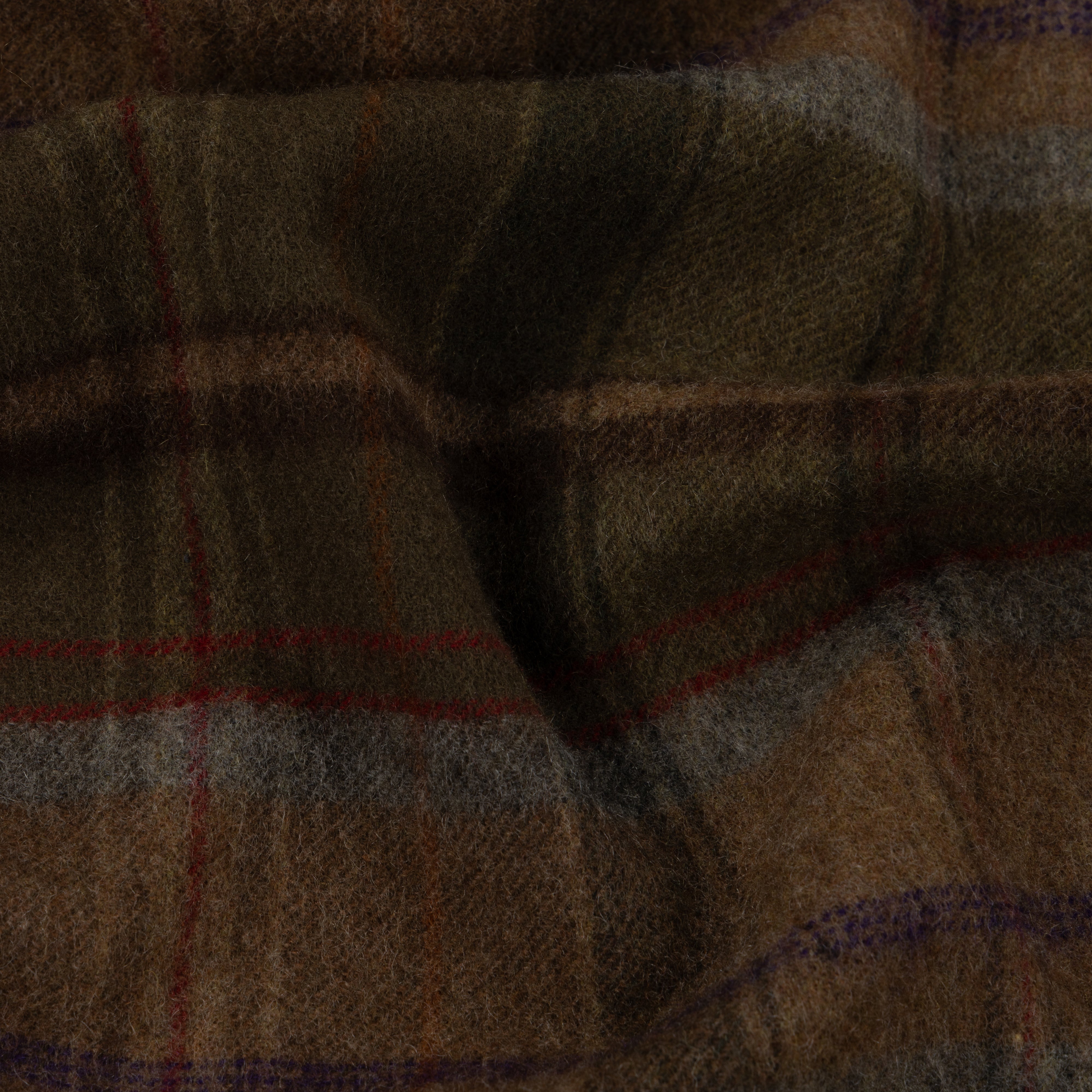 Dark Brown, Green & Tan Cashmere Scarf