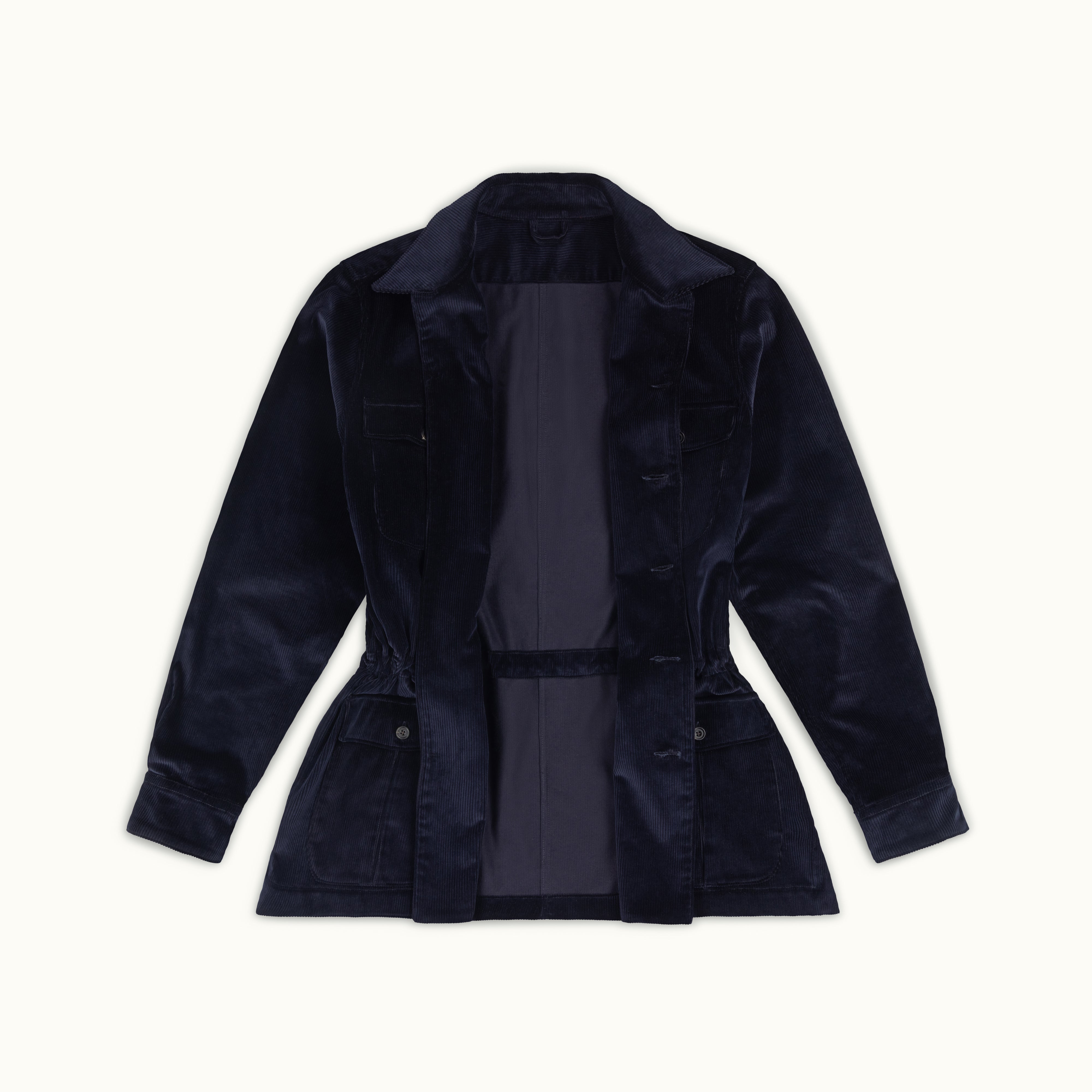 Navy Blue Corduroy Safari Jacket
