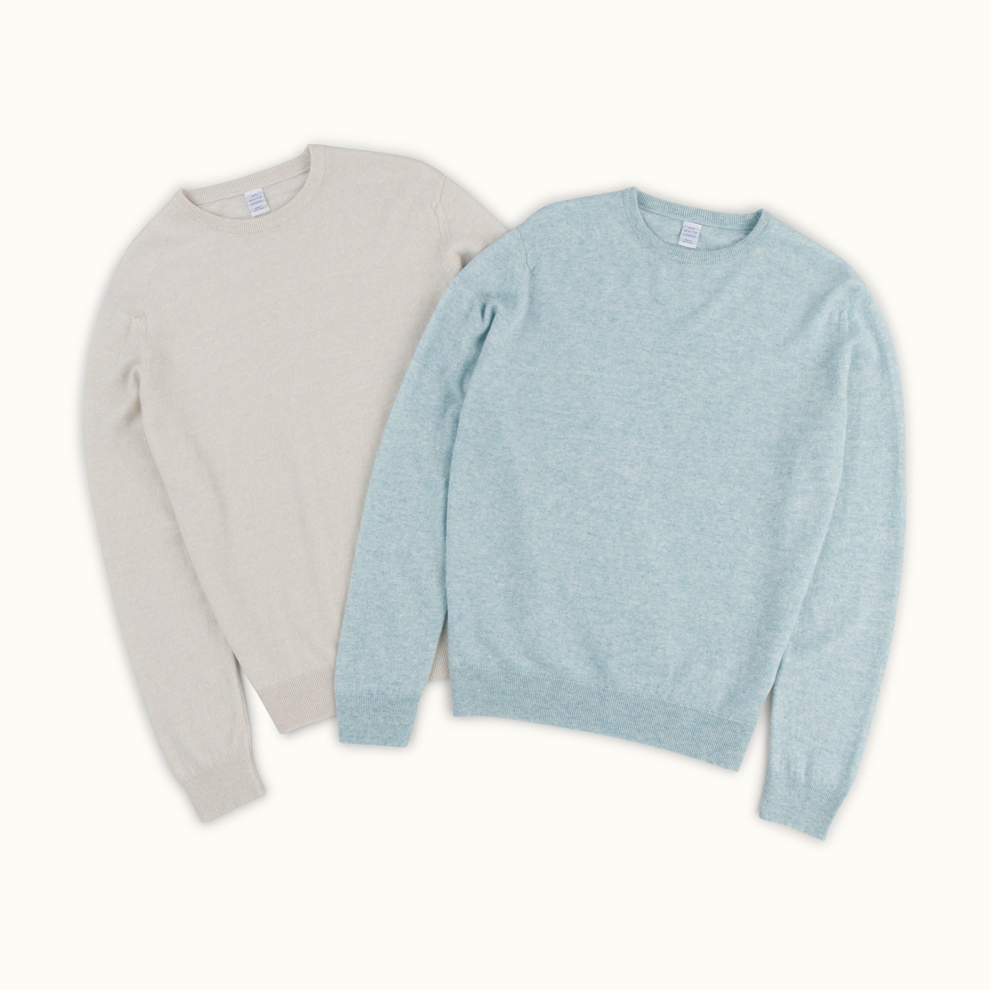 Ecru Cashmere-Linen Crew Neck Jumper