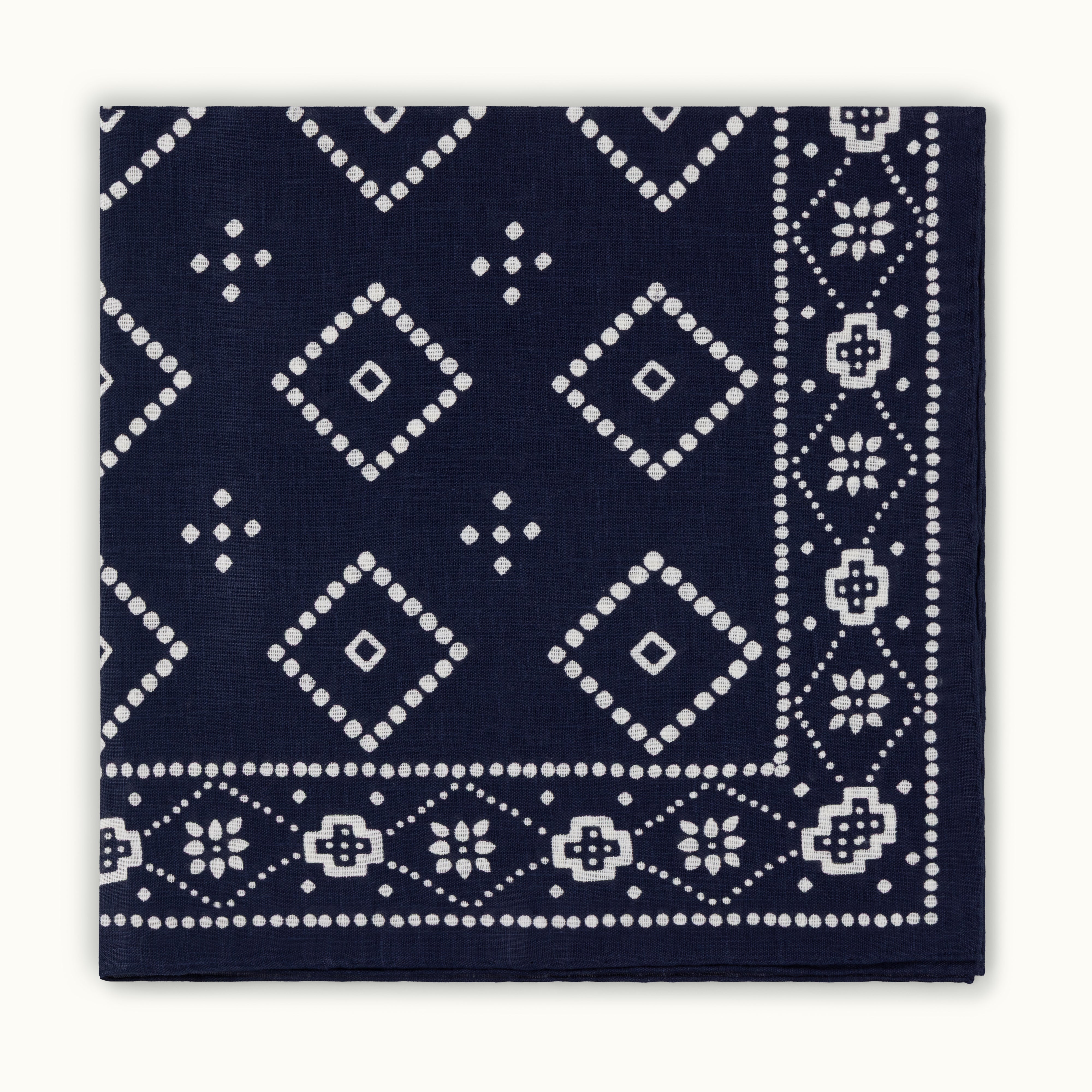 Navy Bandana Print Linen Neckerchief