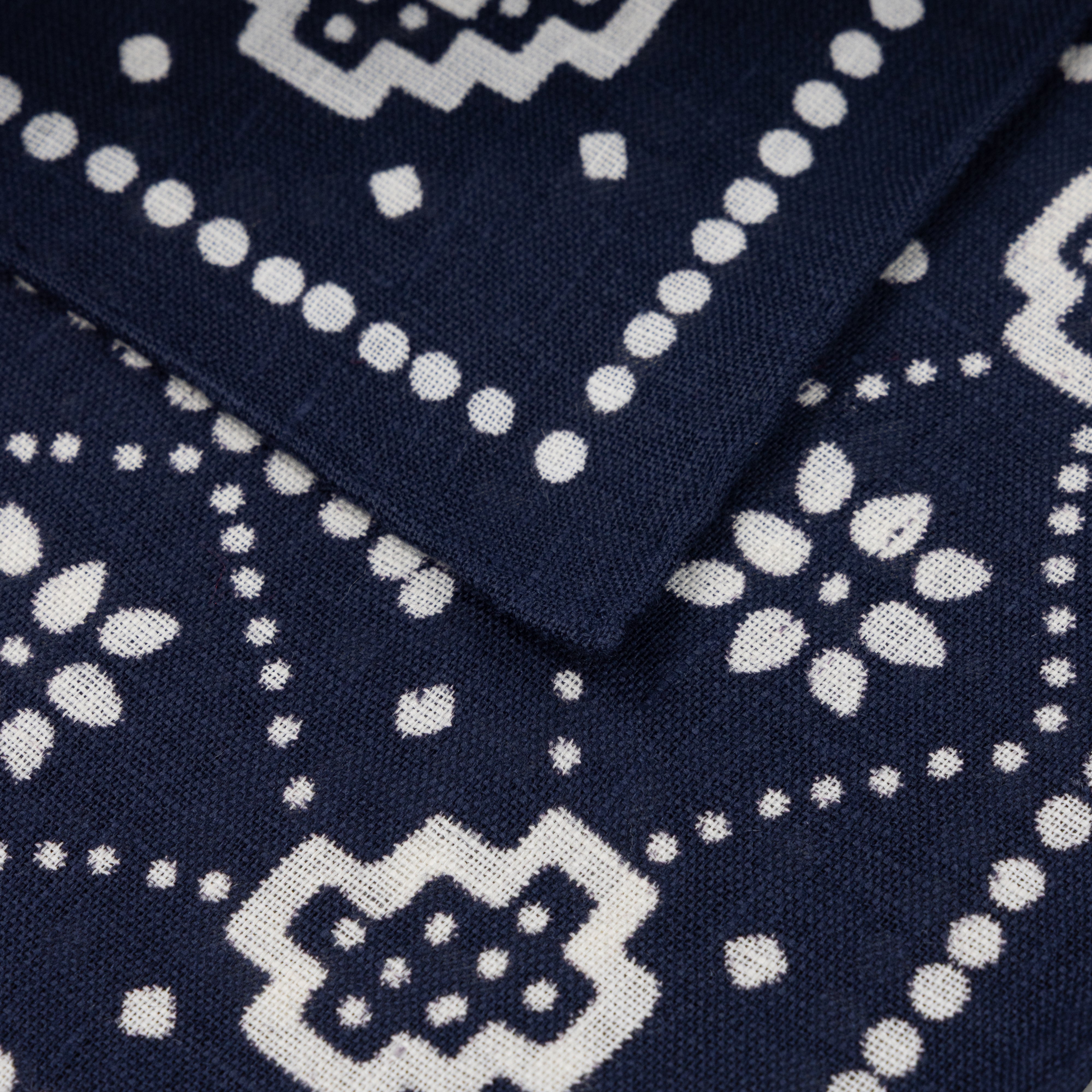 Navy Bandana Print Linen Neckerchief