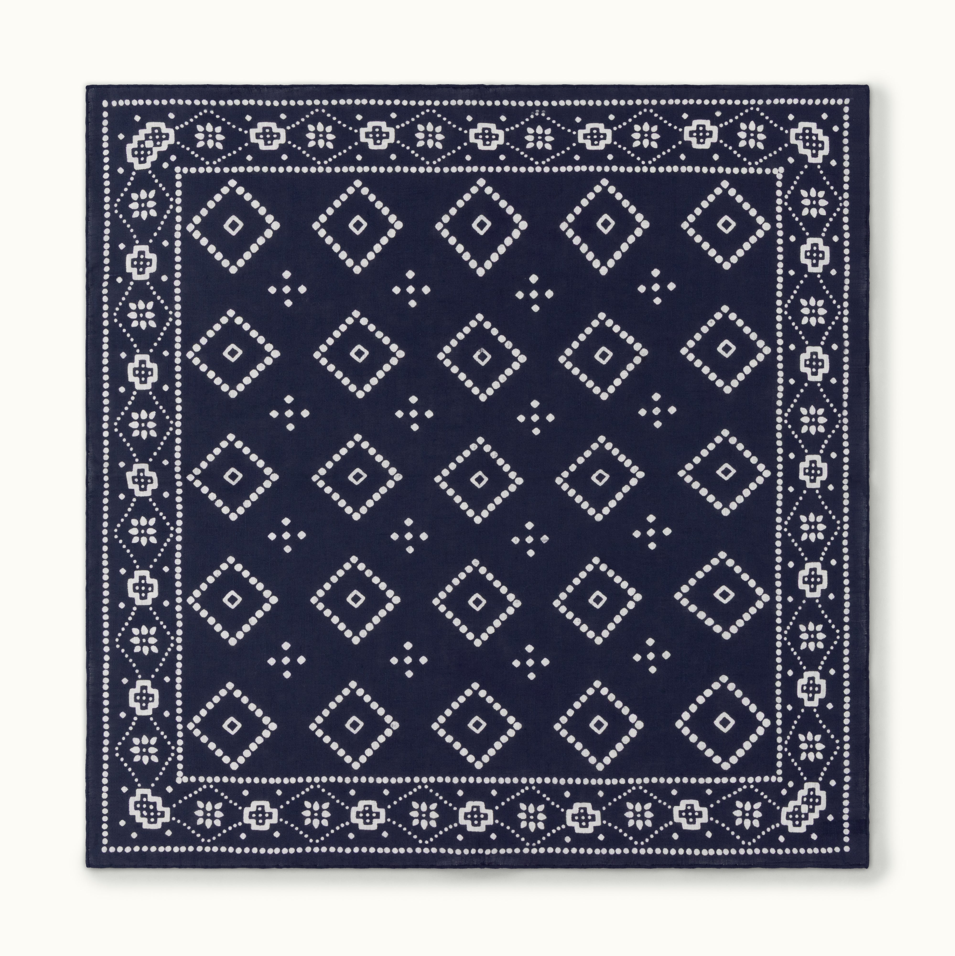 Navy Bandana Print Linen Neckerchief