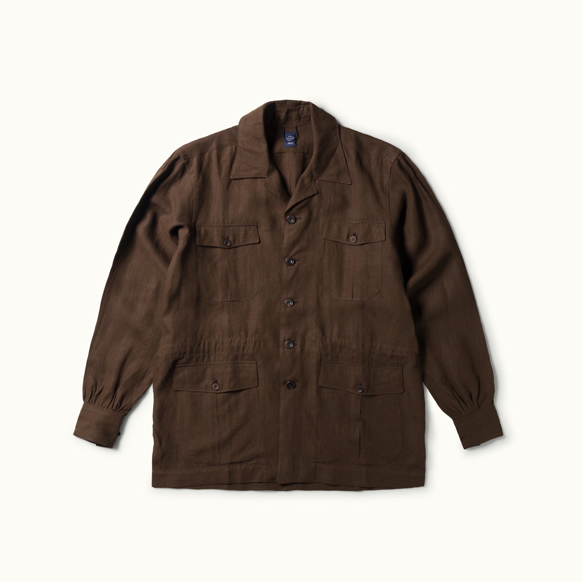 Dark Brown Linen Safari Jacket