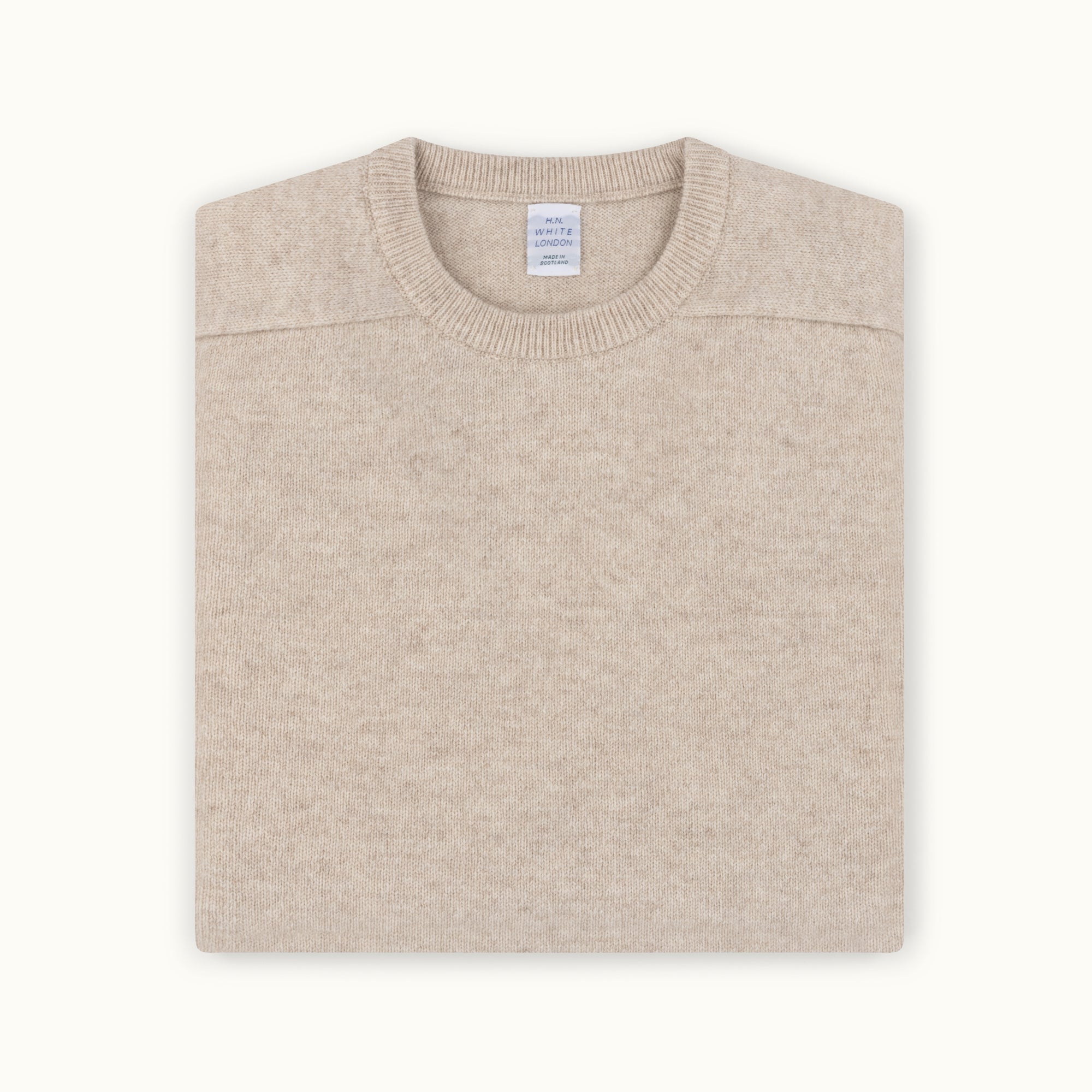 Linen Lambswool Saddle Shoulder Crew Neck