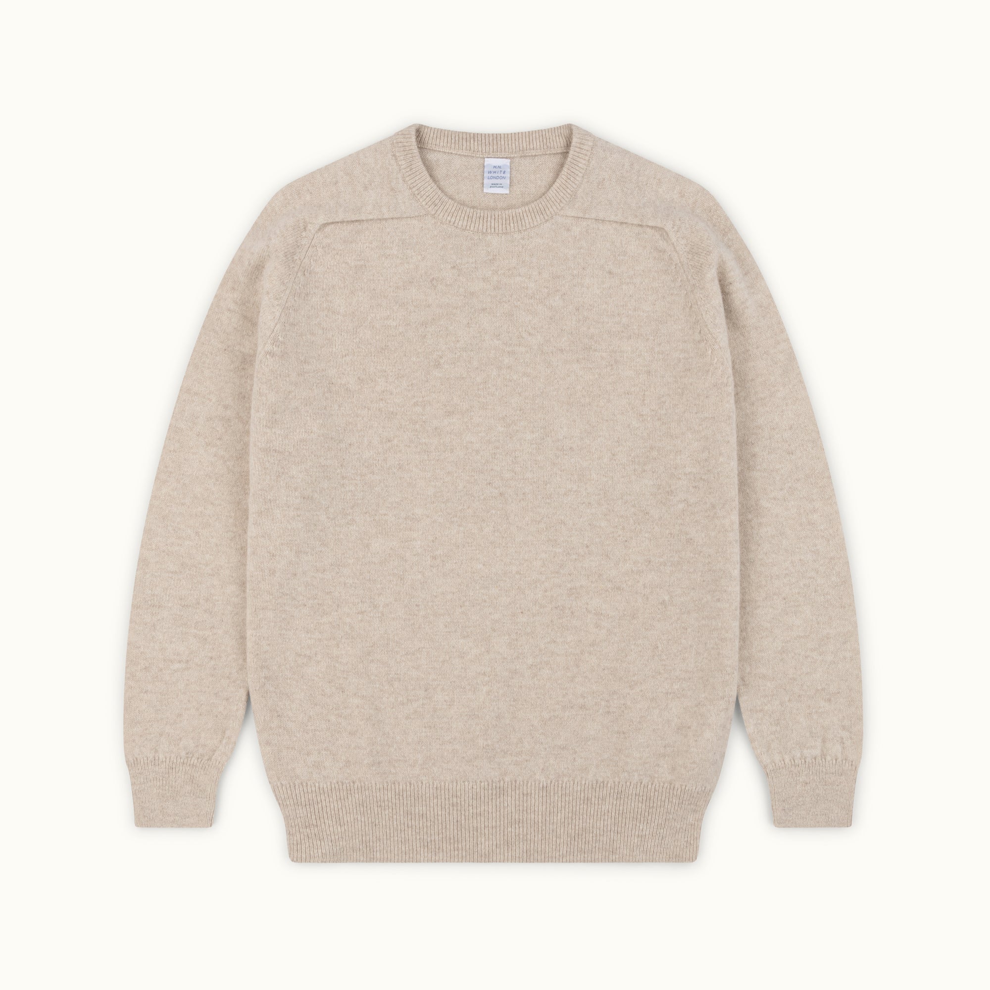 Linen Lambswool Saddle Shoulder Crew Neck