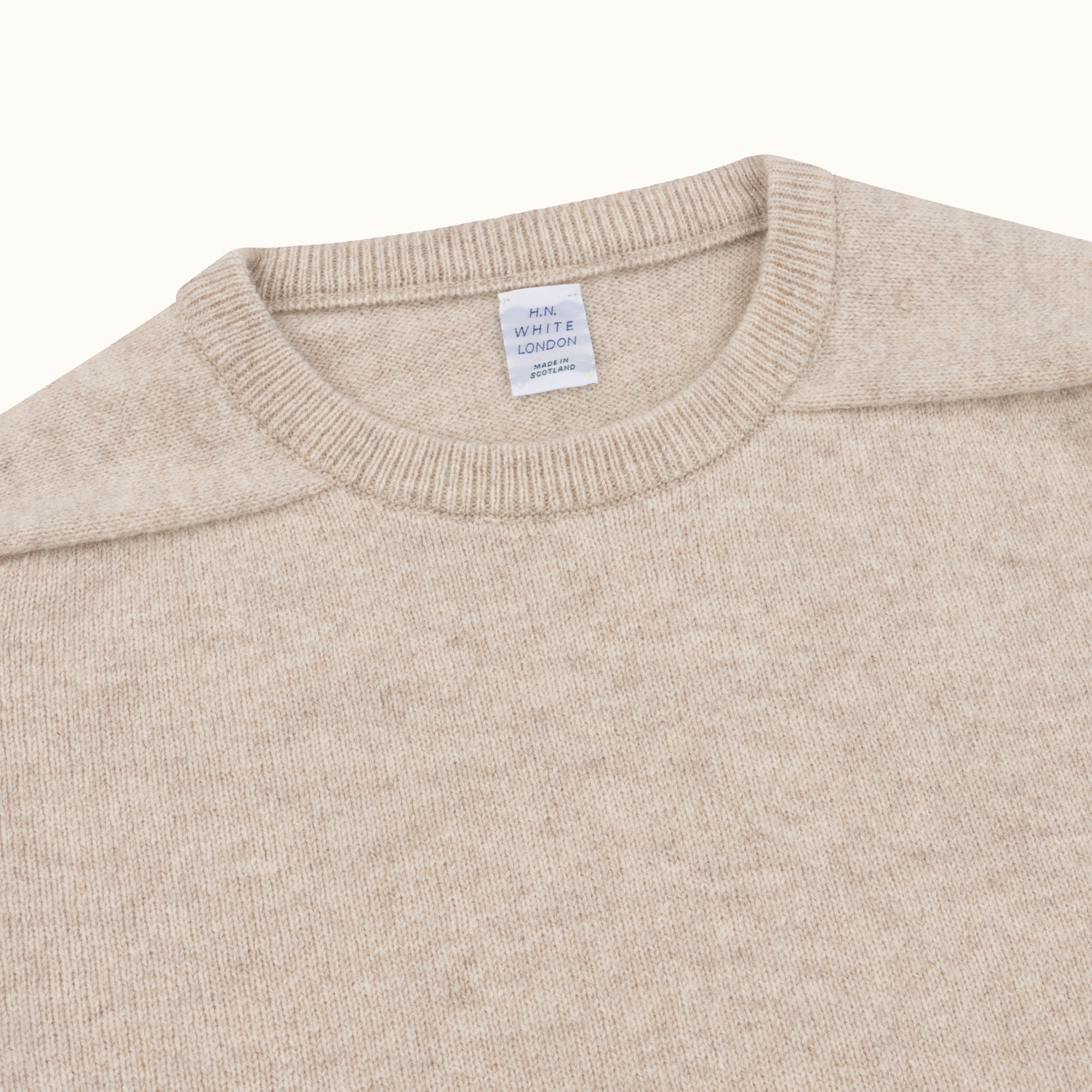 Linen Lambswool Saddle Shoulder Crew Neck