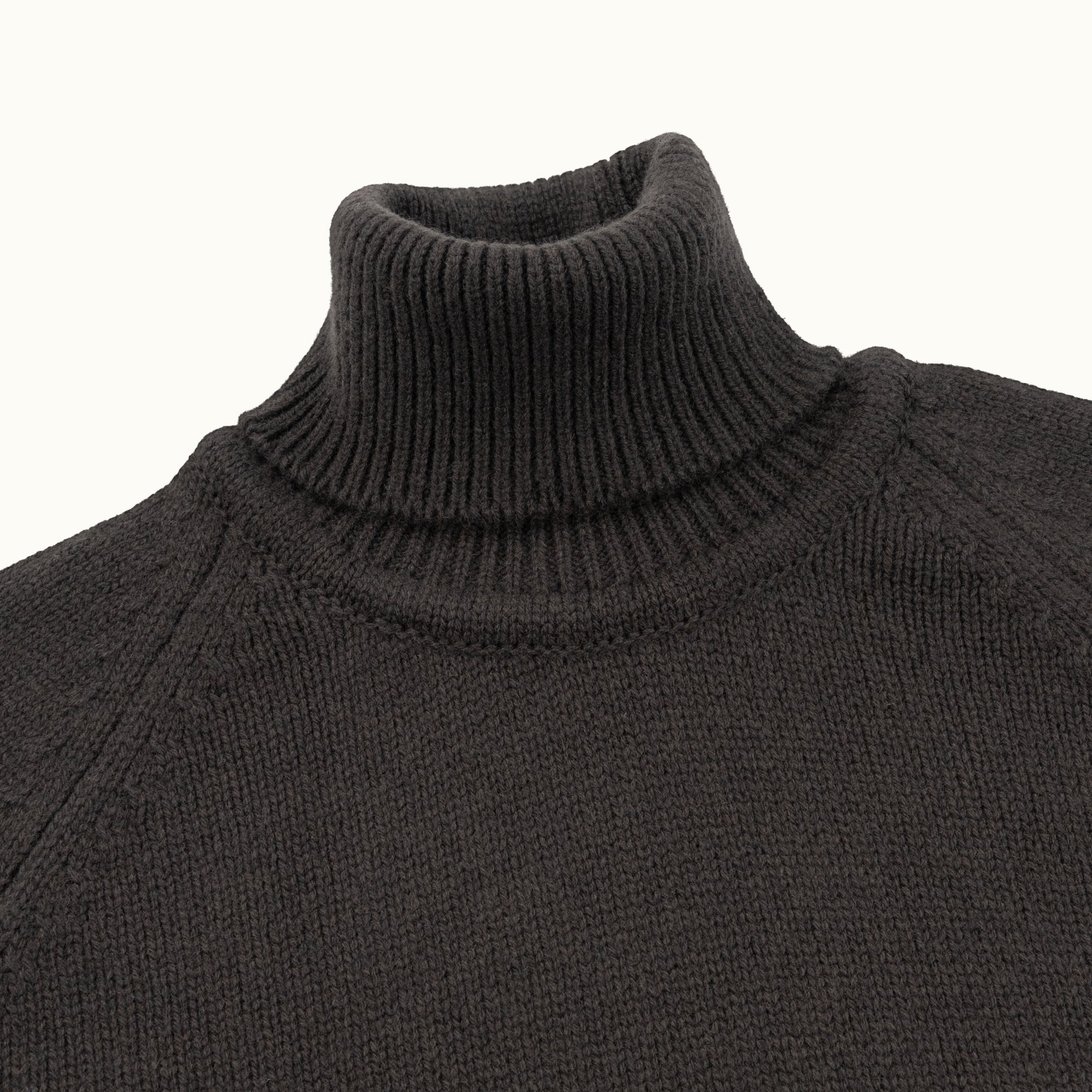 Olive Raglan Cashmere Roll Neck