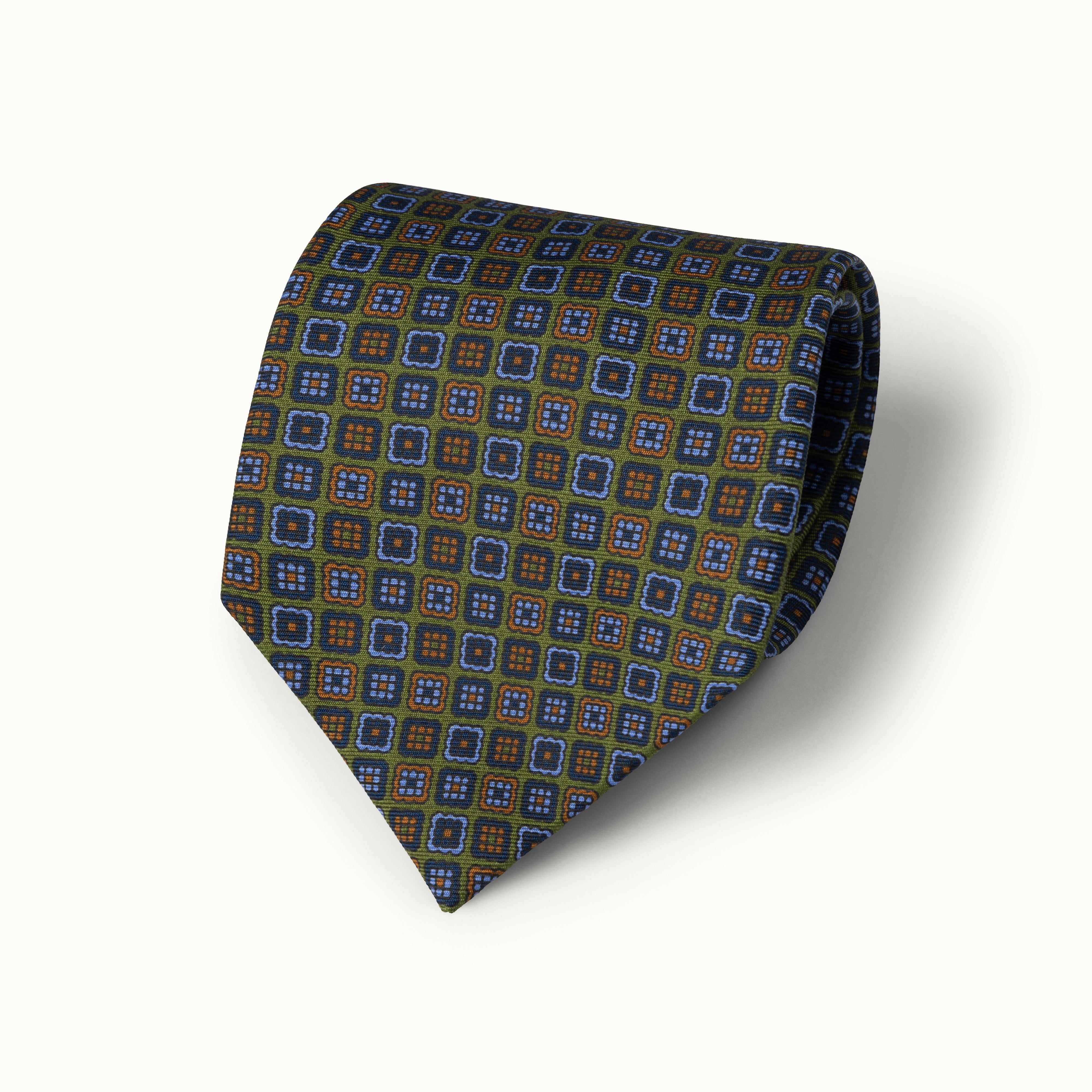 Olive Geometric Madder Silk Tie