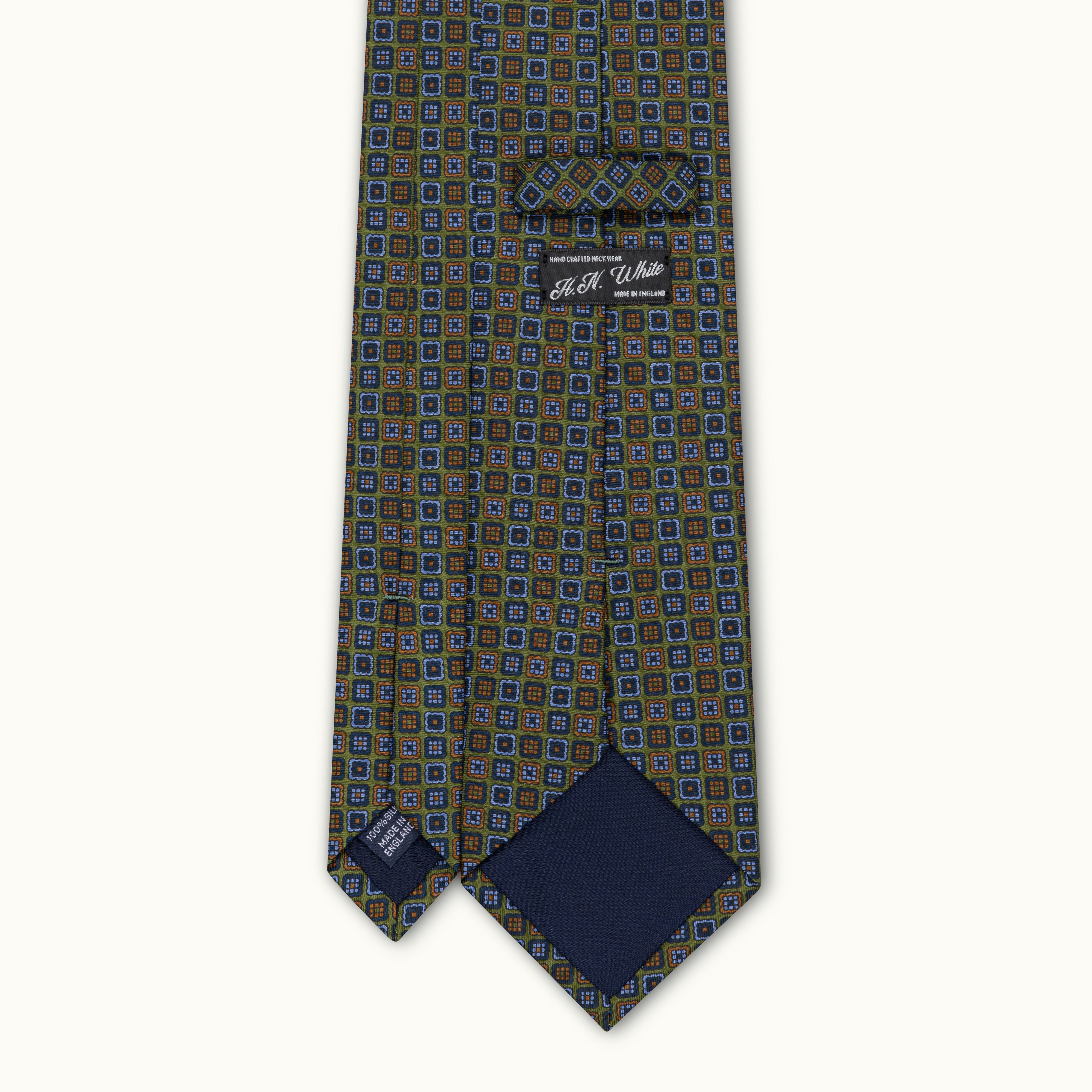 Olive Geometric Madder Silk Tie