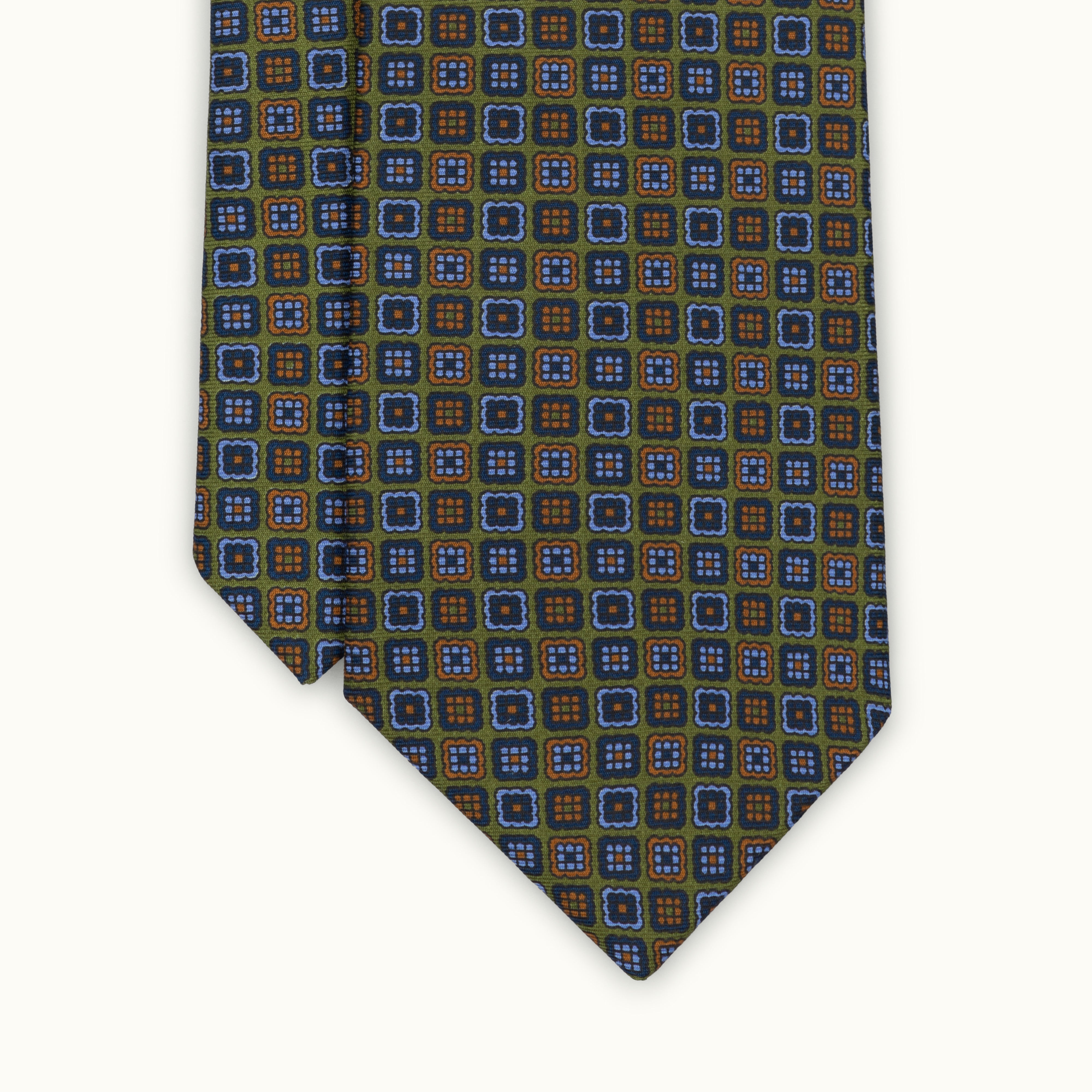 Olive Geometric Madder Silk Tie